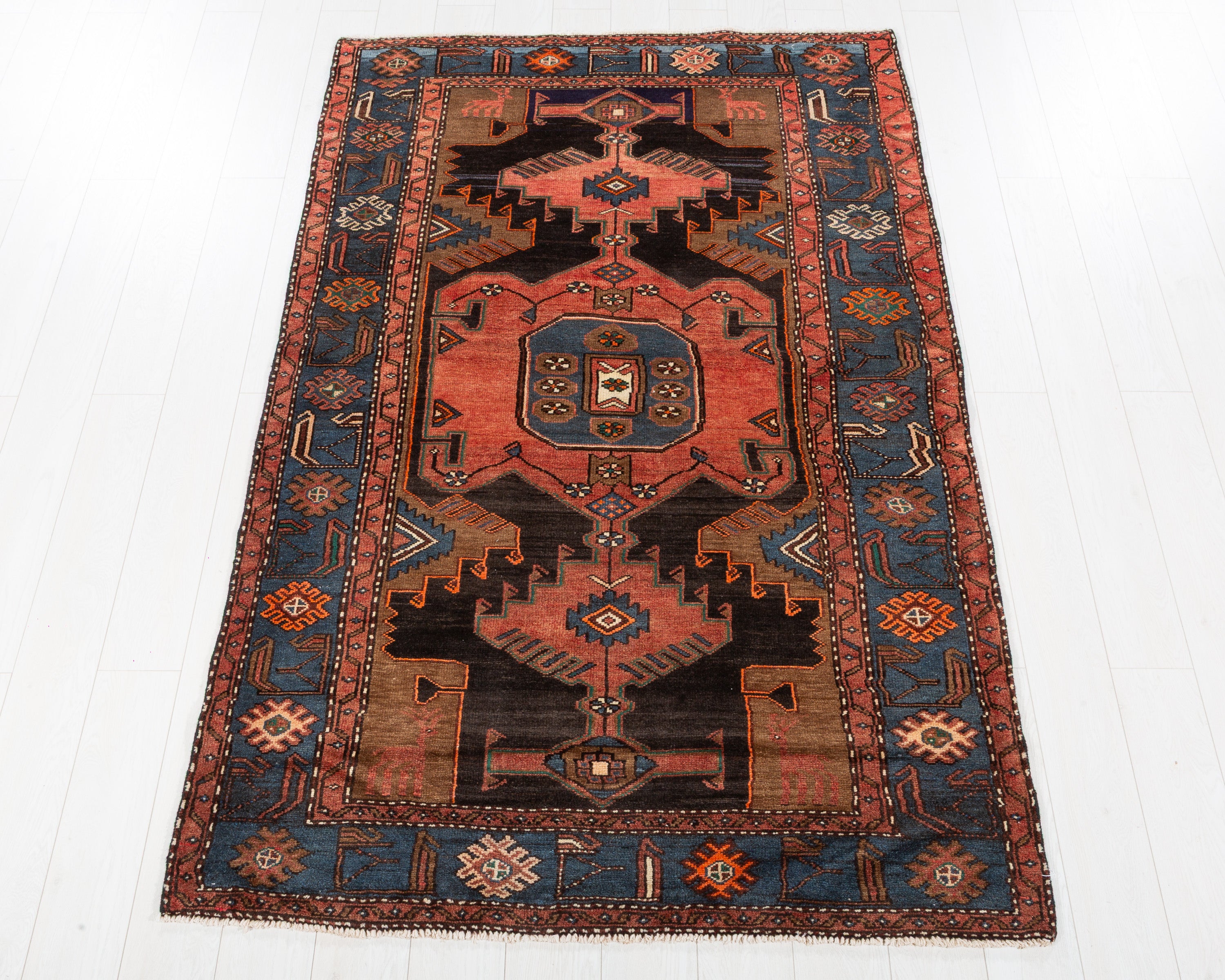 Collectible Vintage Tarom Faded Black, Coral hand-knotted wool rug, SKU 5640