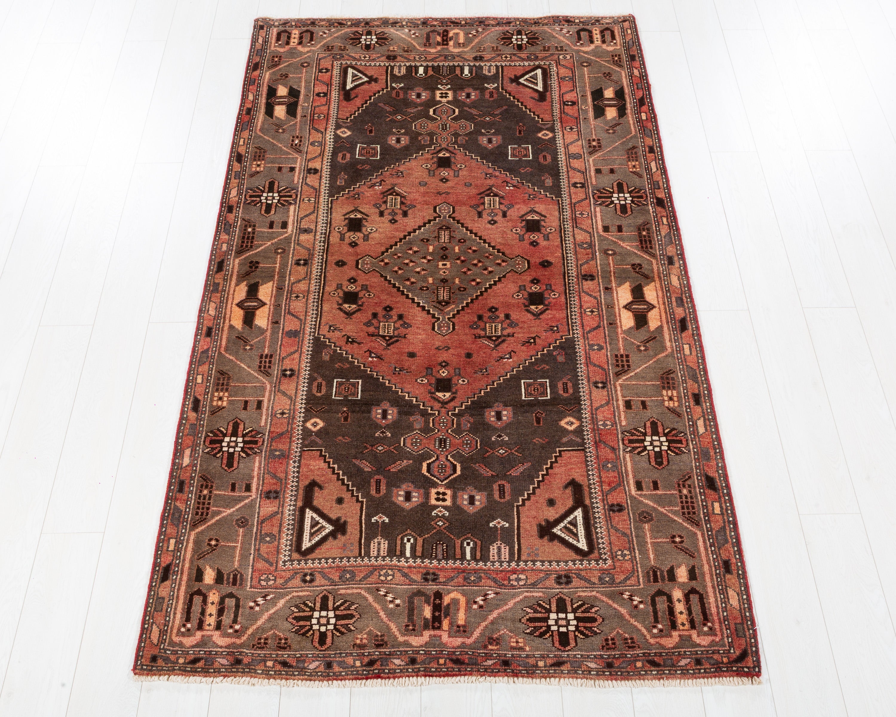 Vintage Zanjan Brick Red hand-knotted wool rug, SKU 5668