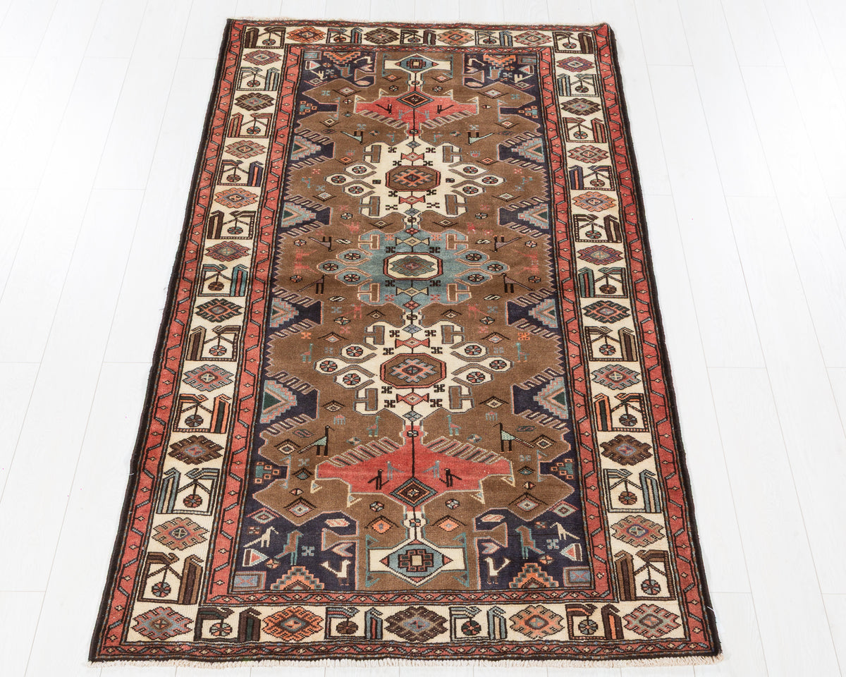 Collectible Vintage Tarom Brown, Coral hand-knotted wool rug, SKU 5682
