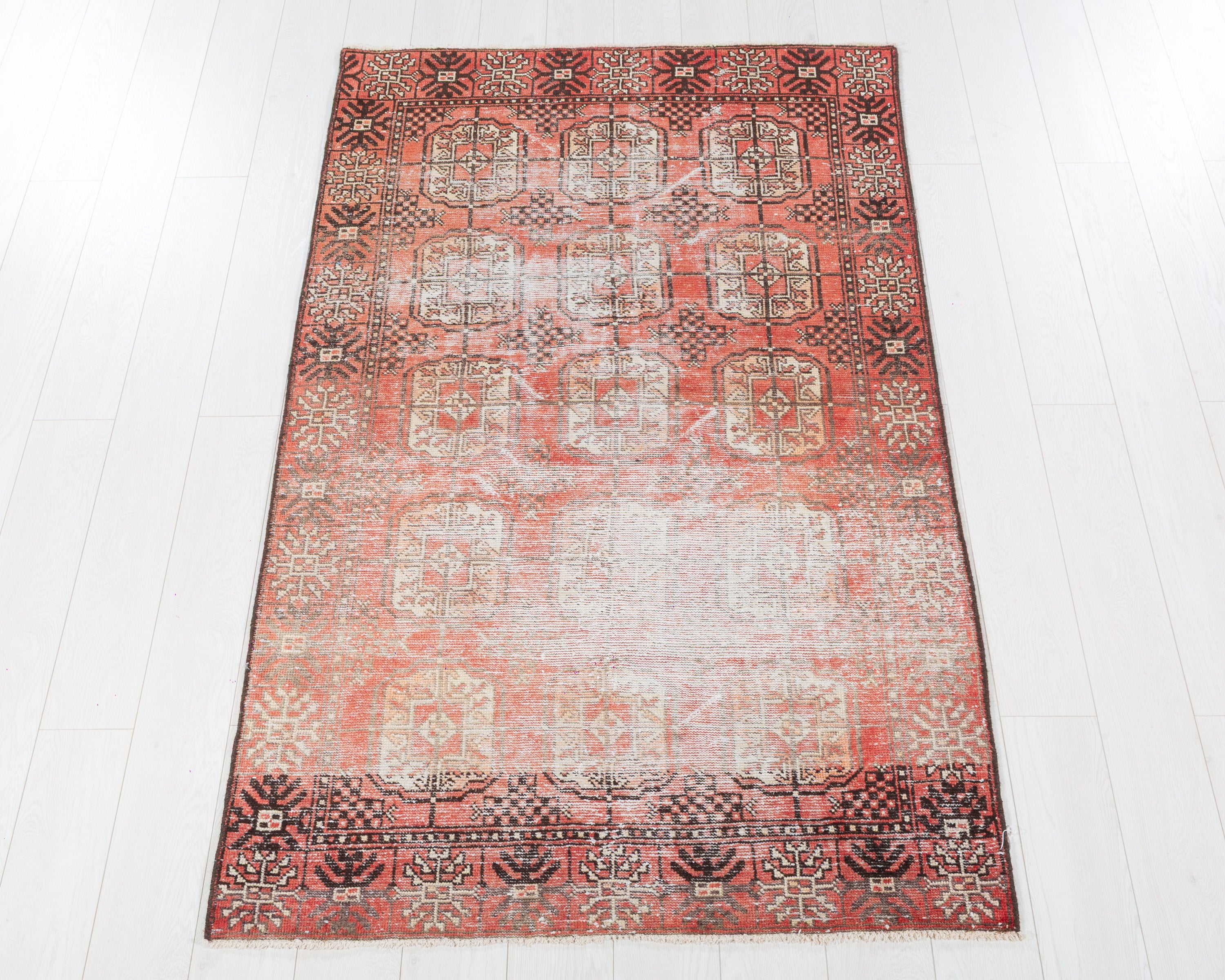Vintage Turkomon Faded Red hand-knotted wool rug, SKU 5683