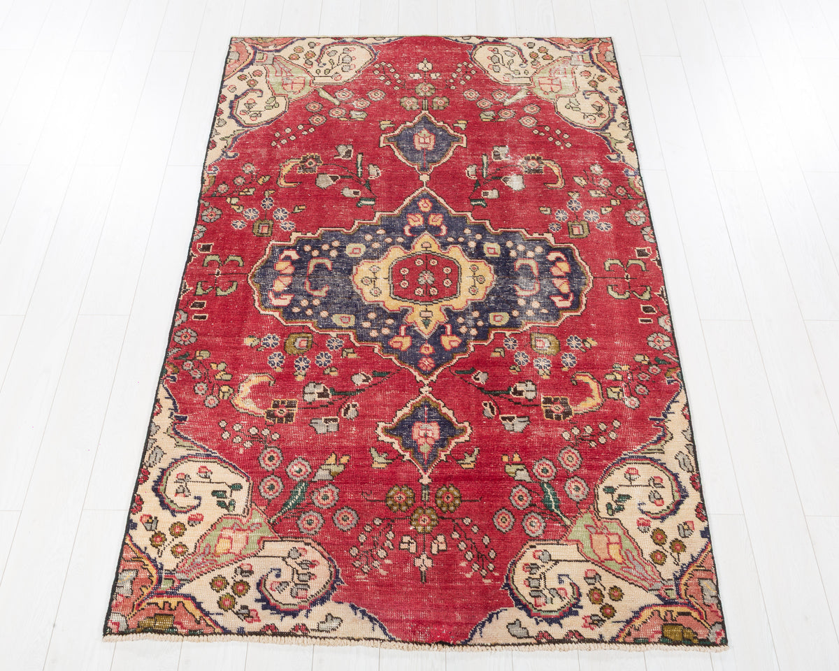 Vintage Tabriz Pinkish-Red hand-knotted wool rug, SKU 5689