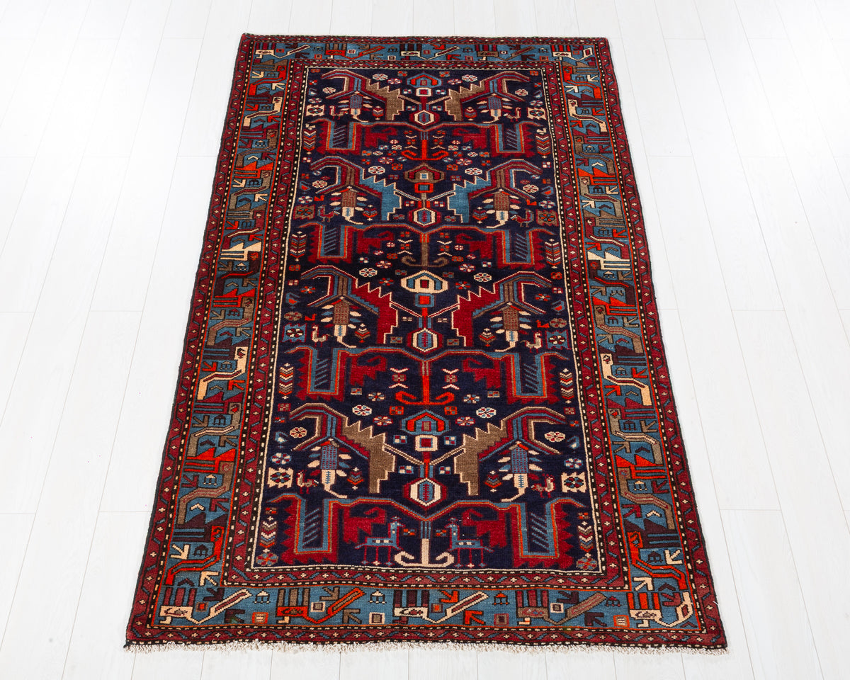 Collectible Vintage Tarom Navy Blue, Red hand-knotted wool rug, SKU 5700