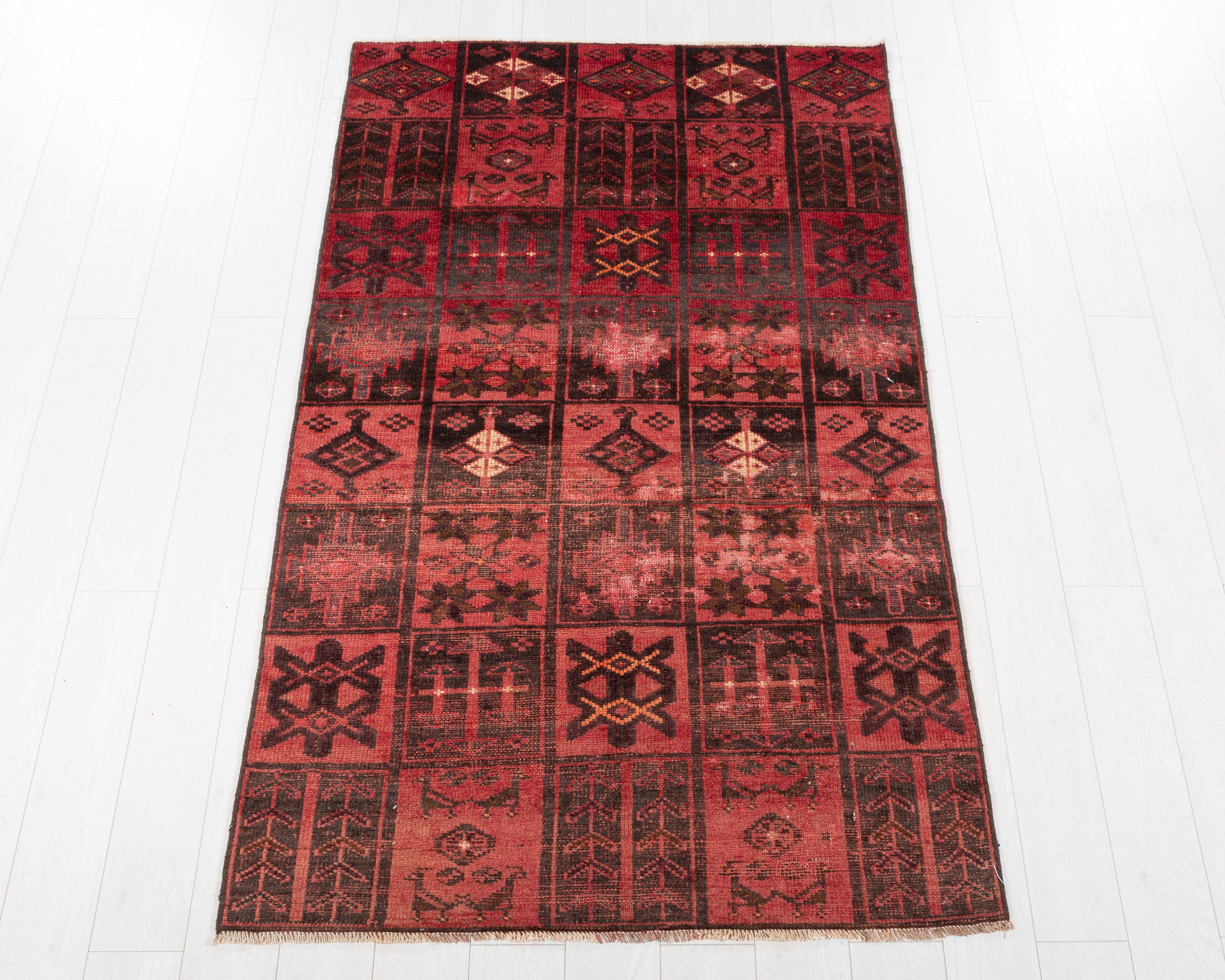 Collectible Vintage Lori Faded Pinkish Red hand-knotted wool rug, SKU 5701