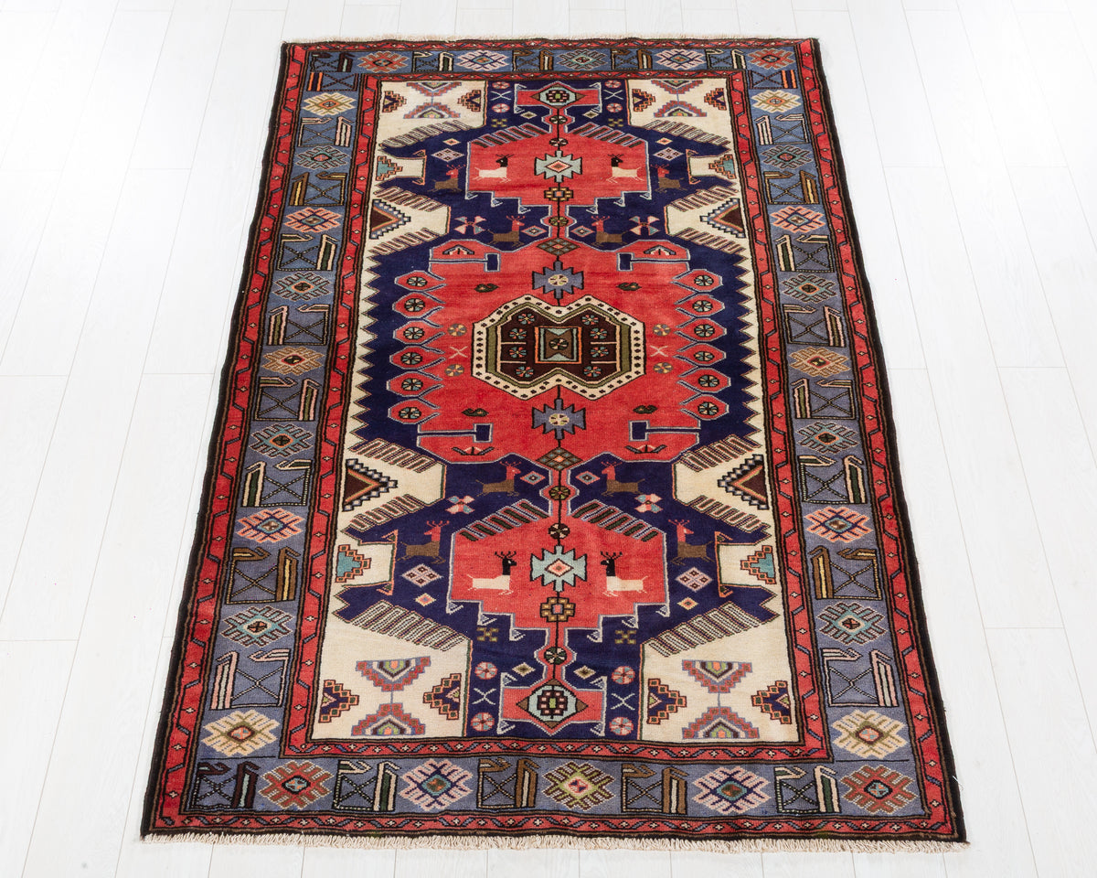 Collectible Vintage Tarom Coral, Navy Blue hand-knotted wool rug, SKU 5712