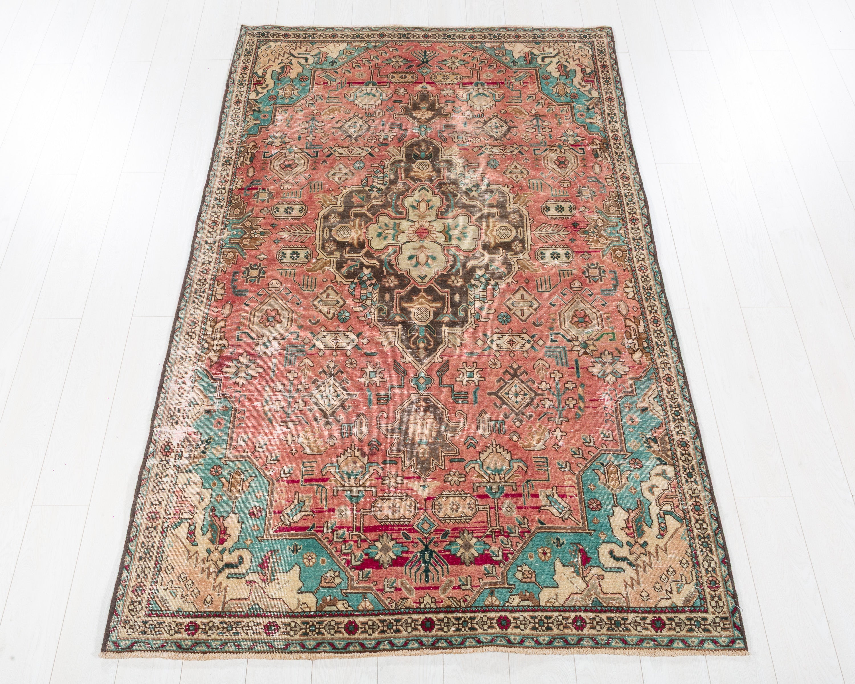 Vintage Tabriz Faded Red hand-knotted wool rug, SKU 5719