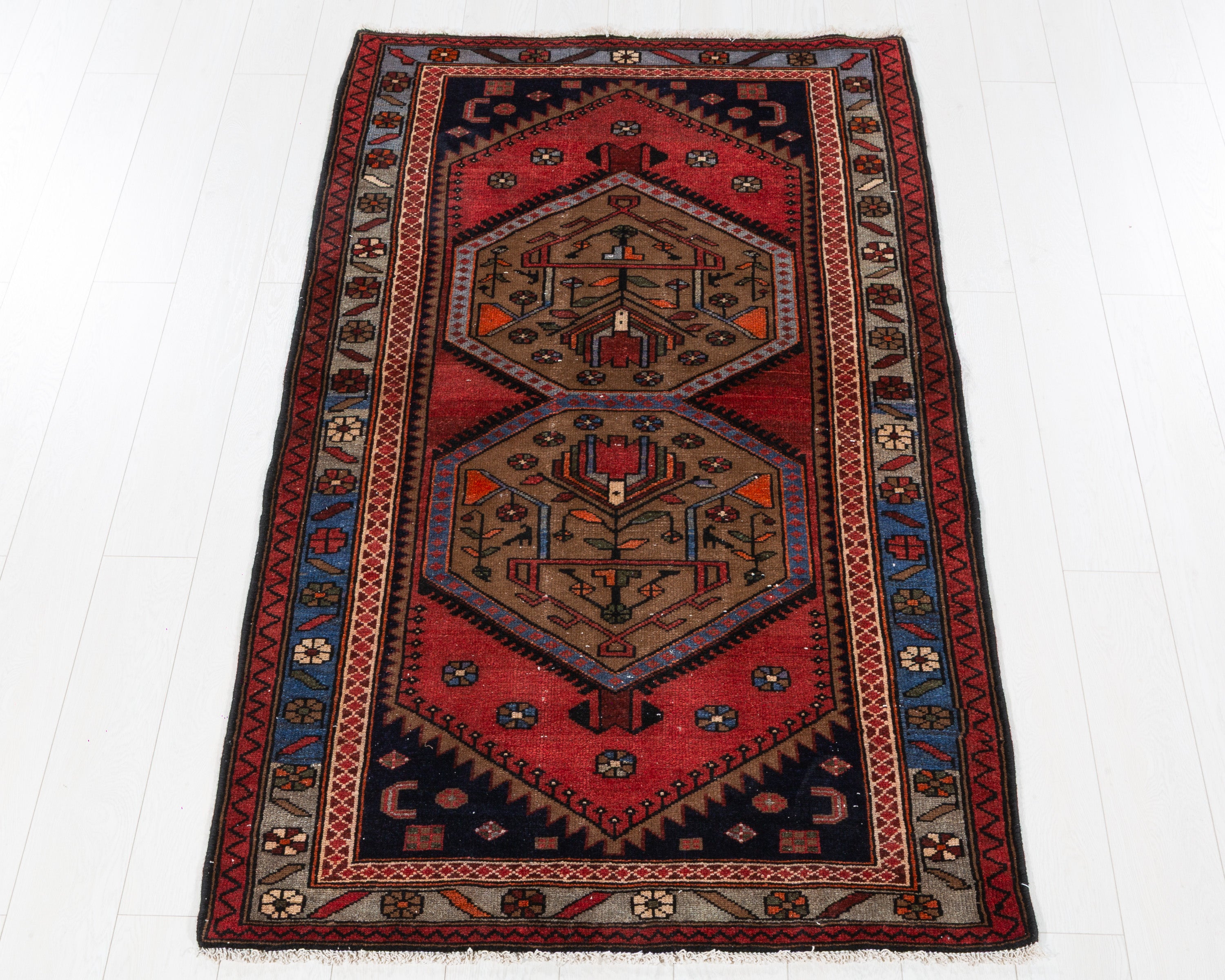 Collectible Vintage Tarom Brown, Blue hand-knotted wool rug, SKU 5720
