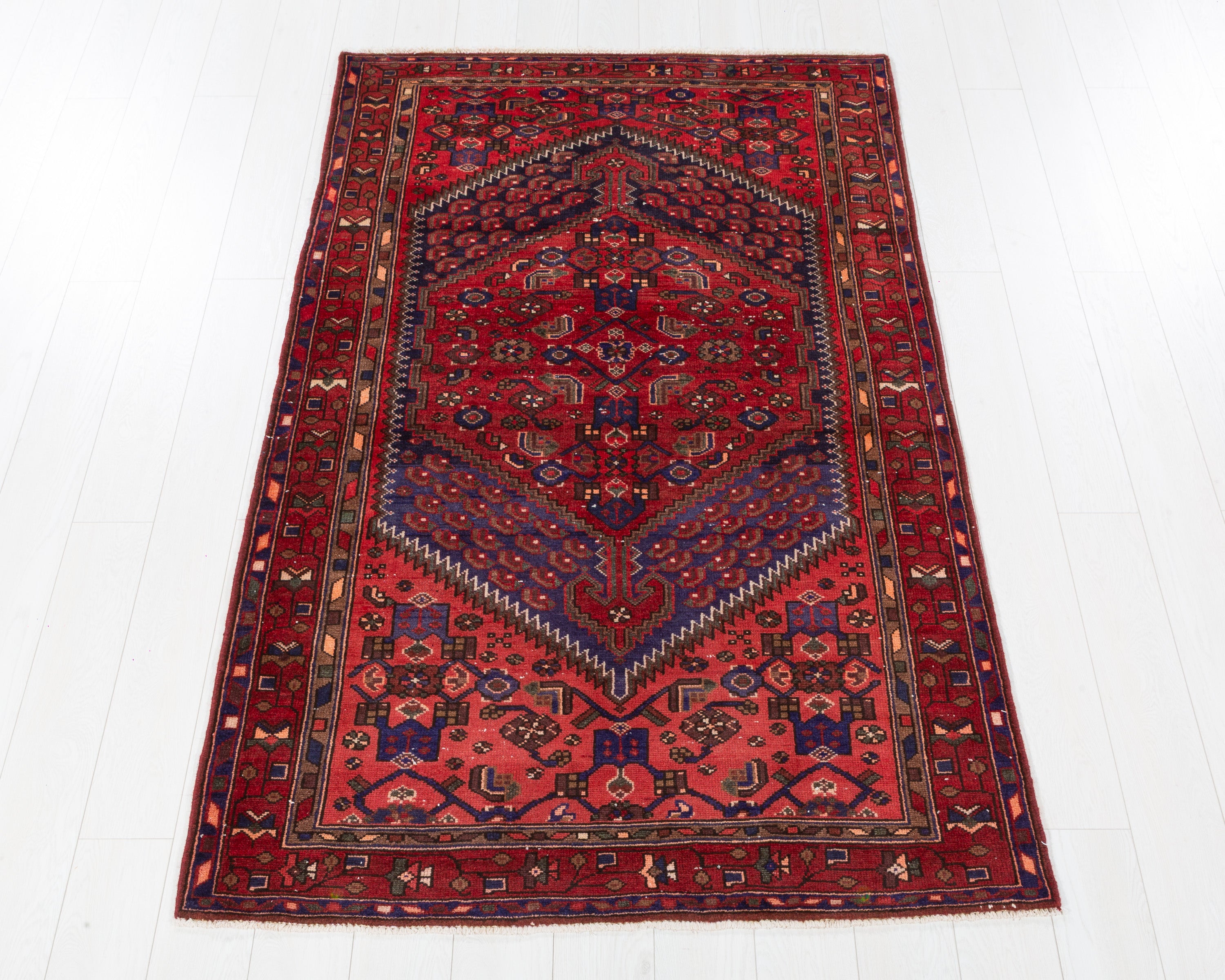 Vintage Zanjan Red, Coral hand-knotted wool rug, SKU 5723