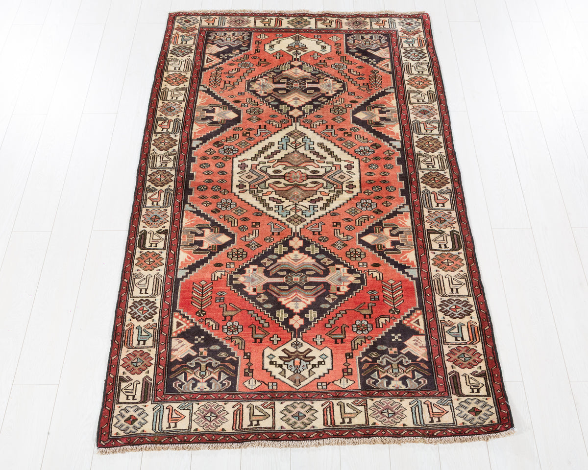 Collectible Vintage Tarom Coral Red, Beige hand-knotted wool rug, SKU 5724