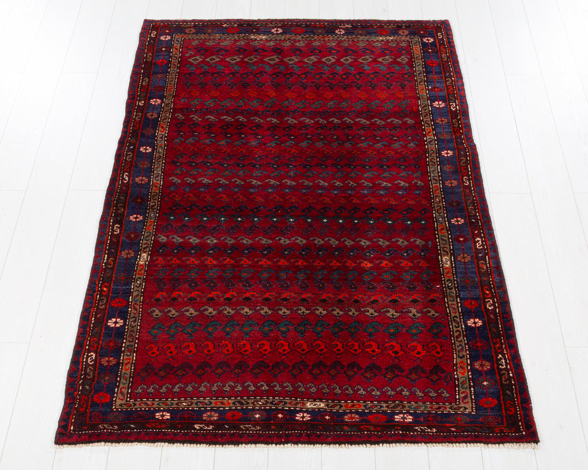 Collectible Vintage Tarom Red, Navy Blue hand-knotted wool rug, SKU 5732