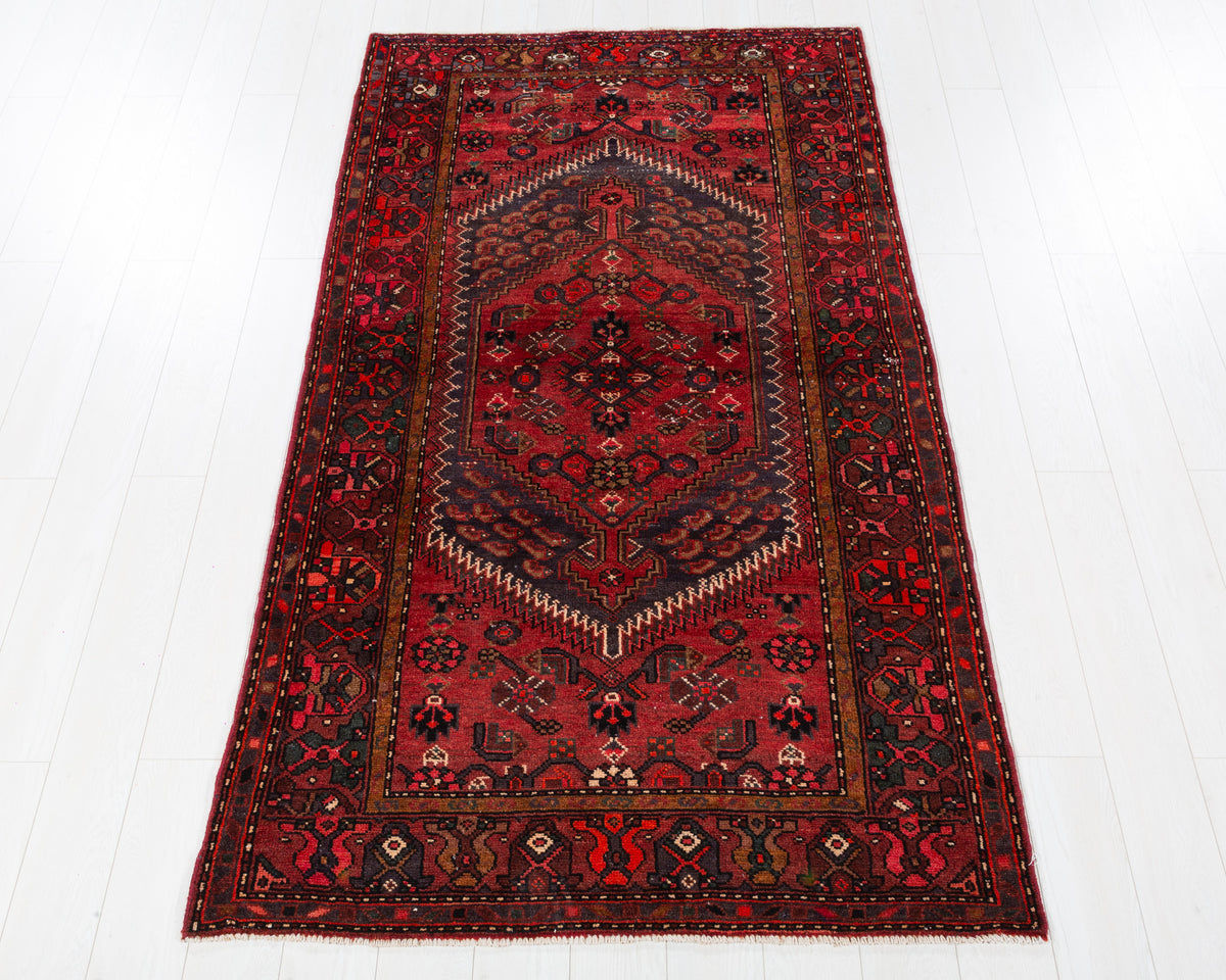 Vintage Zanjan Rust Red hand-knotted wool rug, SKU 5734