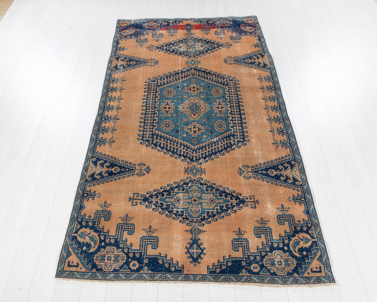 Antique Viss Muted Orange and blue hand-knotted wool rug, SKU 6079