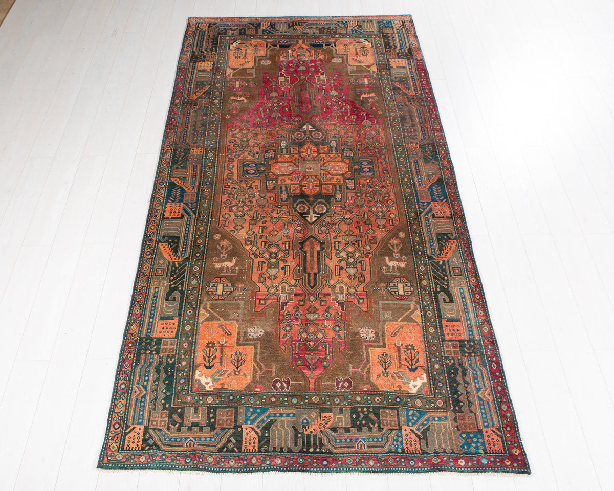 Antique Kurdish Copper orange hand-knotted wool rug, SKU 6113