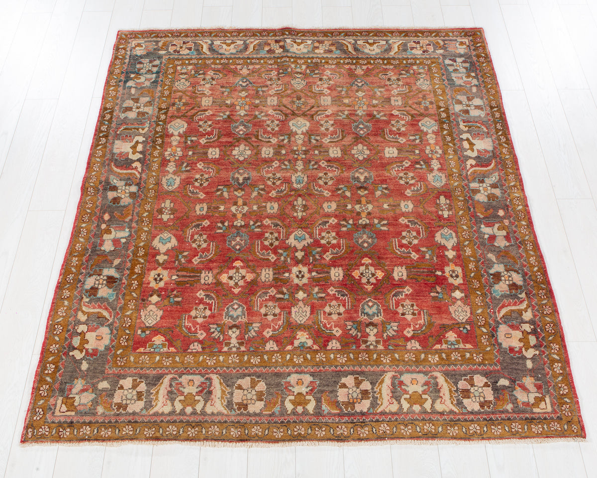Antique Lihlian Faded rust red hand-knotted wool rug, SKU 6116