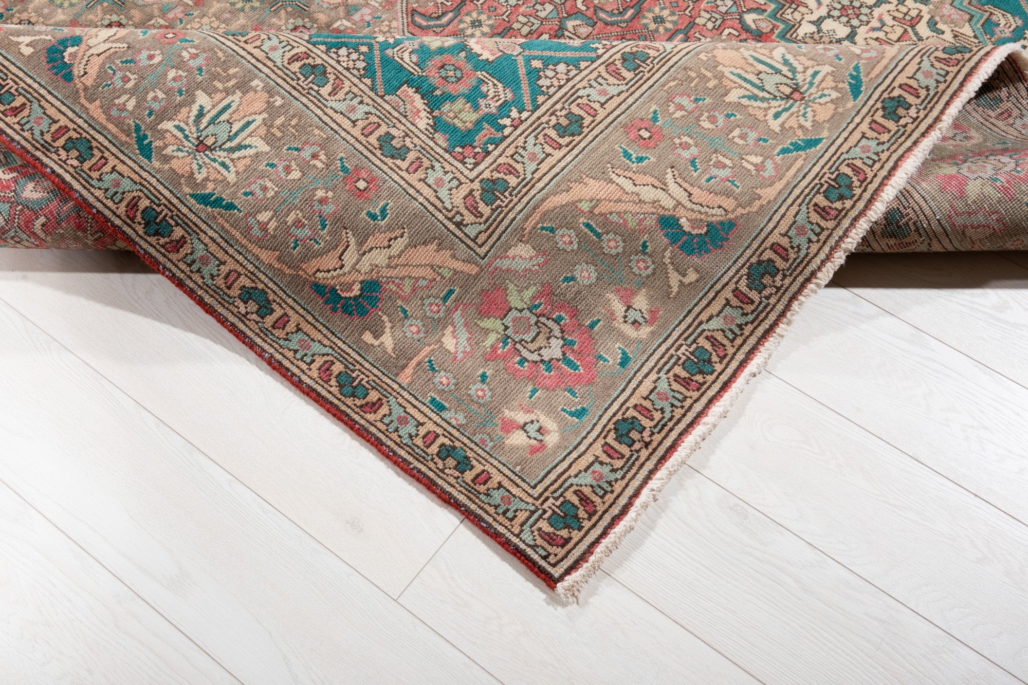 Hand-Knotted Vintage Large Wool Area Rug Faded – 10' 1" x 6' 7" (309 x 201 cm) - Yasi & Fara