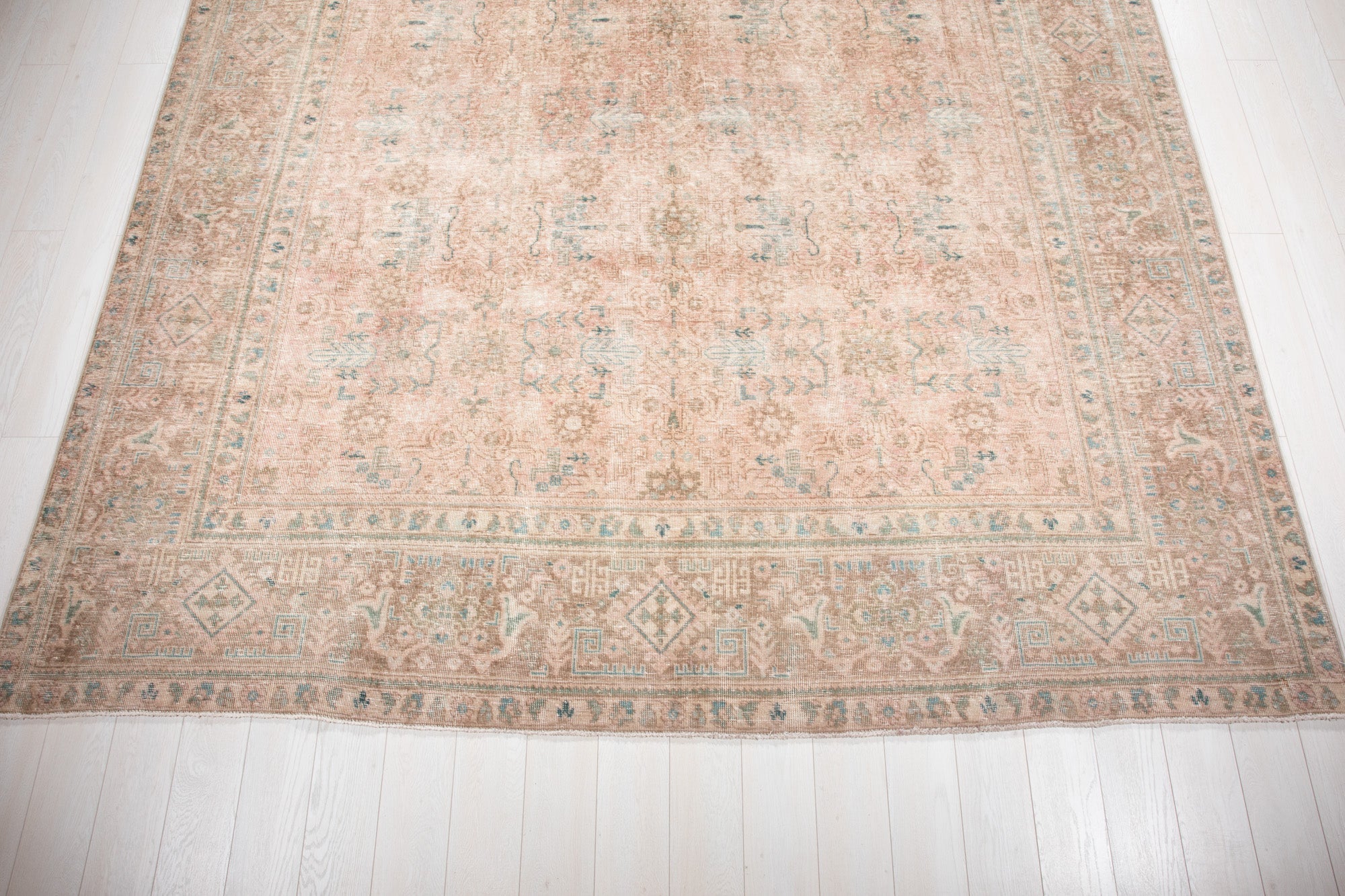 Hand-Knotted Vintage Large Wool Area Rug Faded – 12' 5" x 9' 4" (379 x 286 cm) - Yasi & Fara