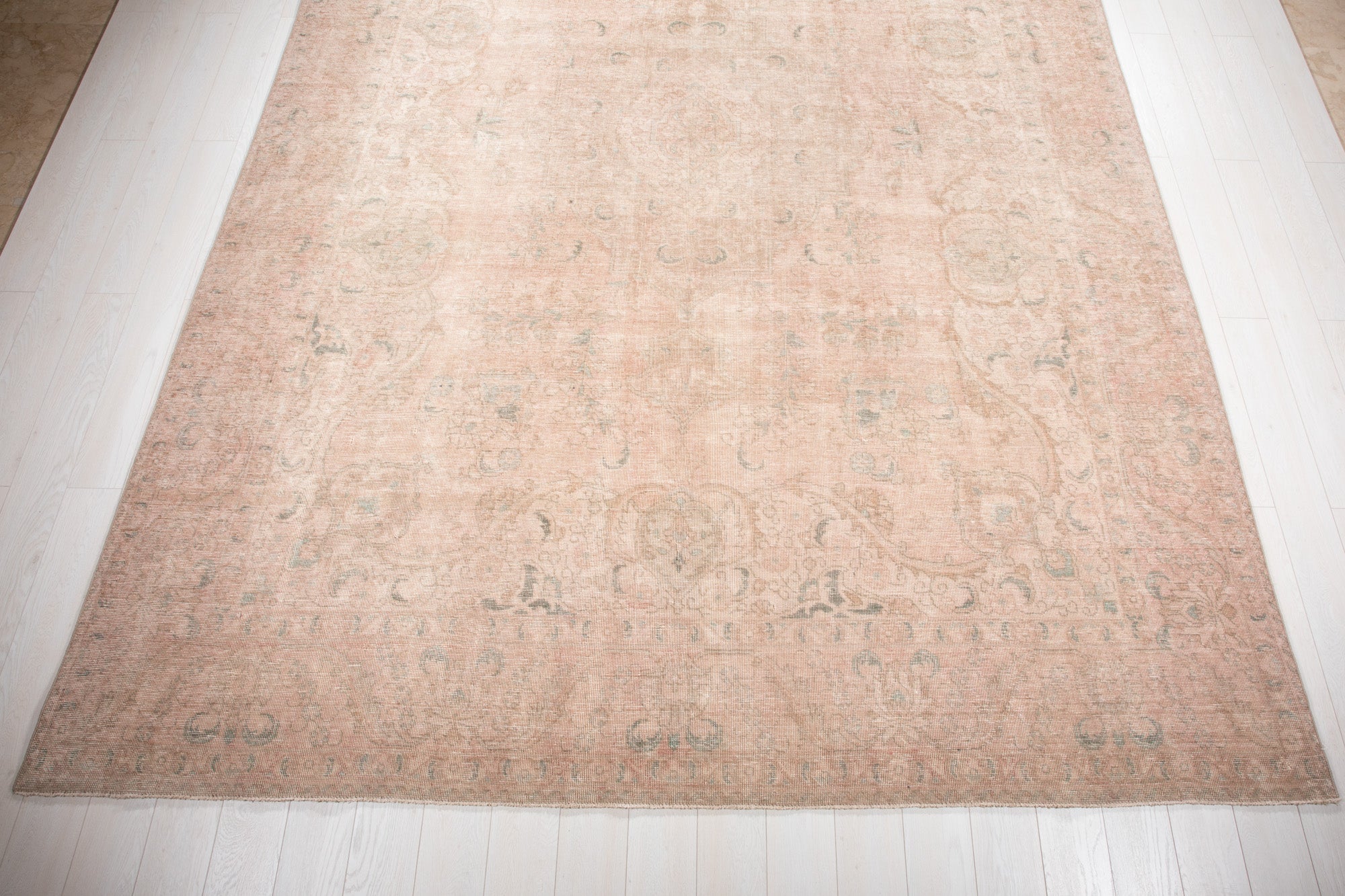 Hand-Knotted Vintage Large Wool Area Rug Faded – 13' x 9' 1" (397 x 278 cm) - Yasi & Fara