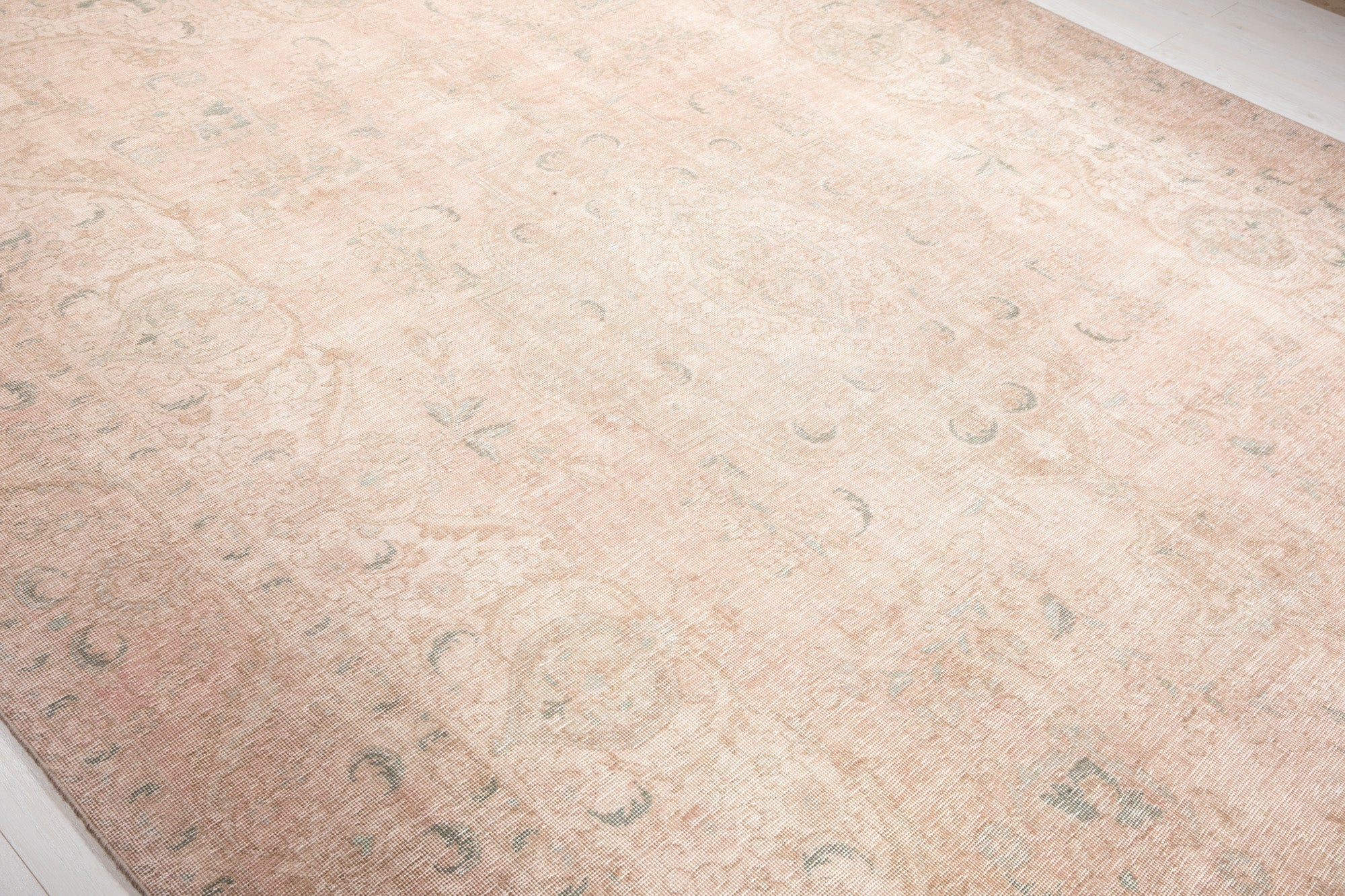 Hand-Knotted Vintage Large Wool Area Rug Faded – 13' x 9' 1" (397 x 278 cm) - Yasi & Fara