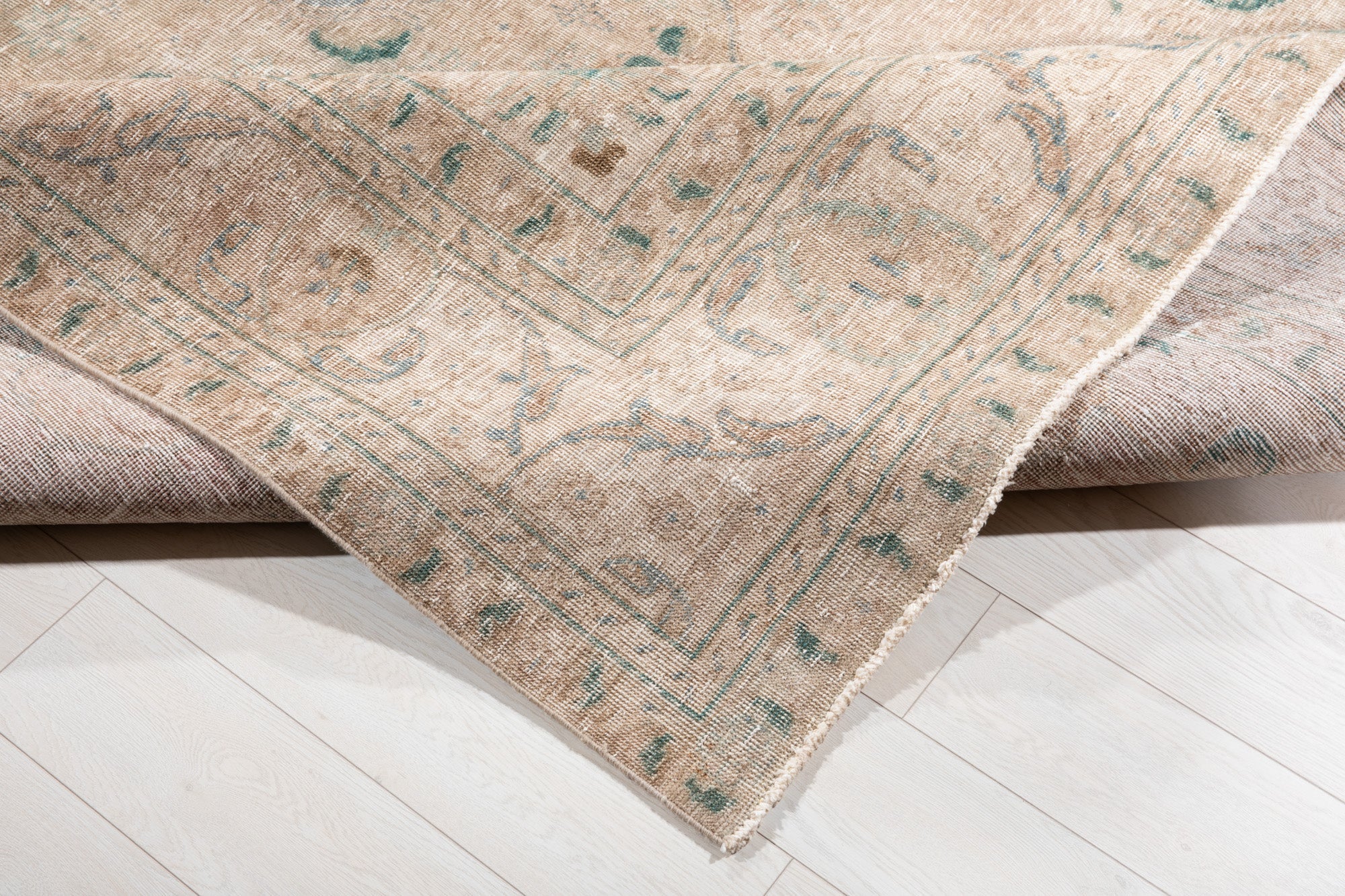 Hand-Knotted Vintage Large Wool Area Rug Faded – 12' 8" x 9' 4" (386 x 286 cm) - Yasi & Fara