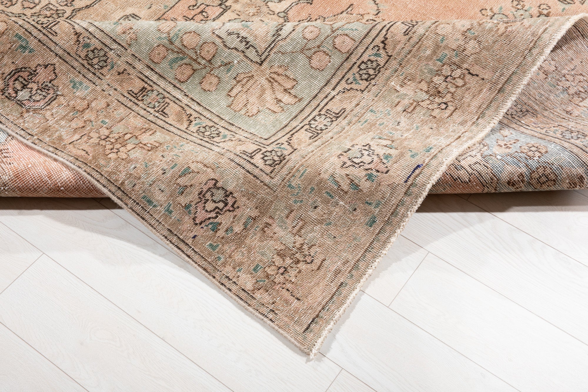 Hand-Knotted Vintage Large Wool Area Rug Faded – 12' 2" x 8' 11" (372 x 273 cm) - Yasi & Fara
