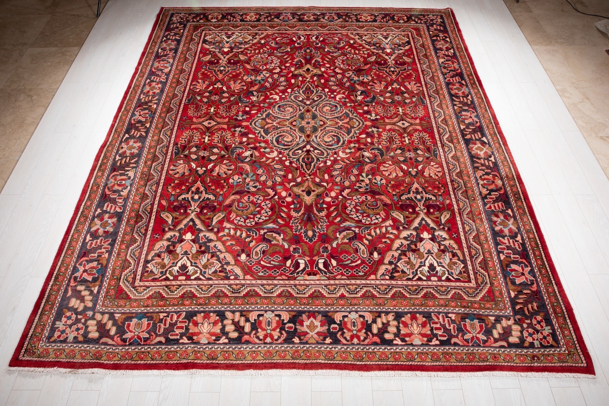 Hand-Knotted Vintage Large Wool Area Rug – 11' 7" x 9' 6" (354 x 290 cm) - Yasi & Fara