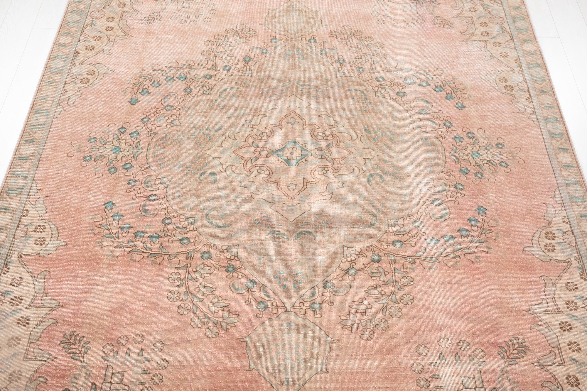 Hand-Knotted Vintage Large Wool Area Rug Faded – 10' 8" x 7' 4" (326 x 225 cm) - Yasi & Fara