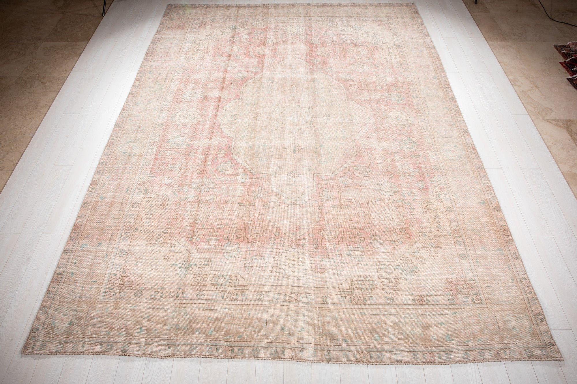 Hand-Knotted Vintage Large Wool Area Rug Faded – 12' 9" x 9' 4" (389 x 284 cm) - Yasi & Fara