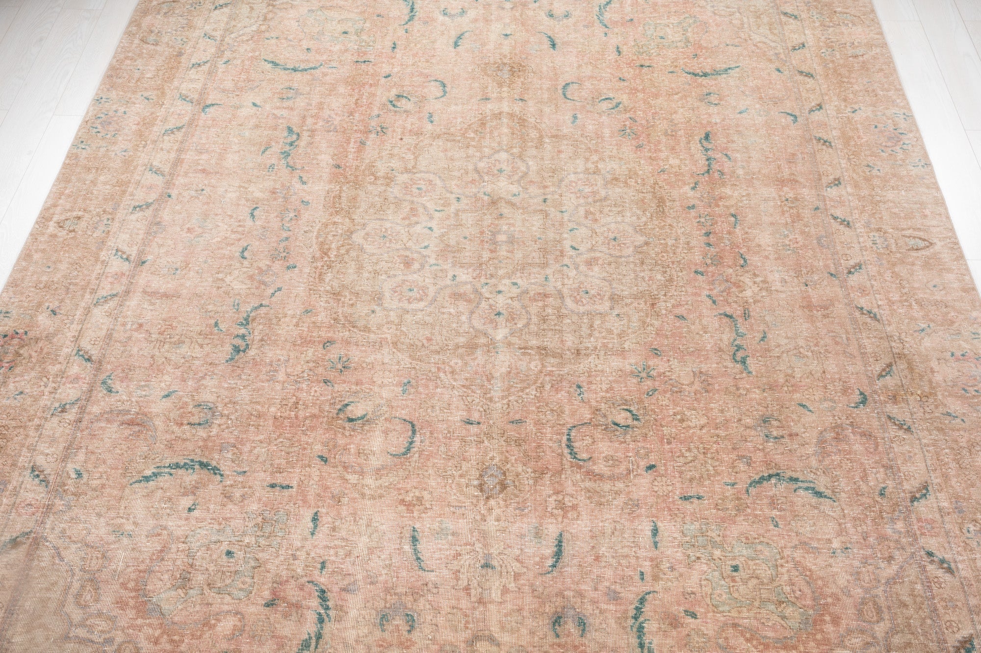 Hand-Knotted Vintage Large Wool Area Rug Faded – 12' x 8' 9" (365 x 266 cm) - Yasi & Fara