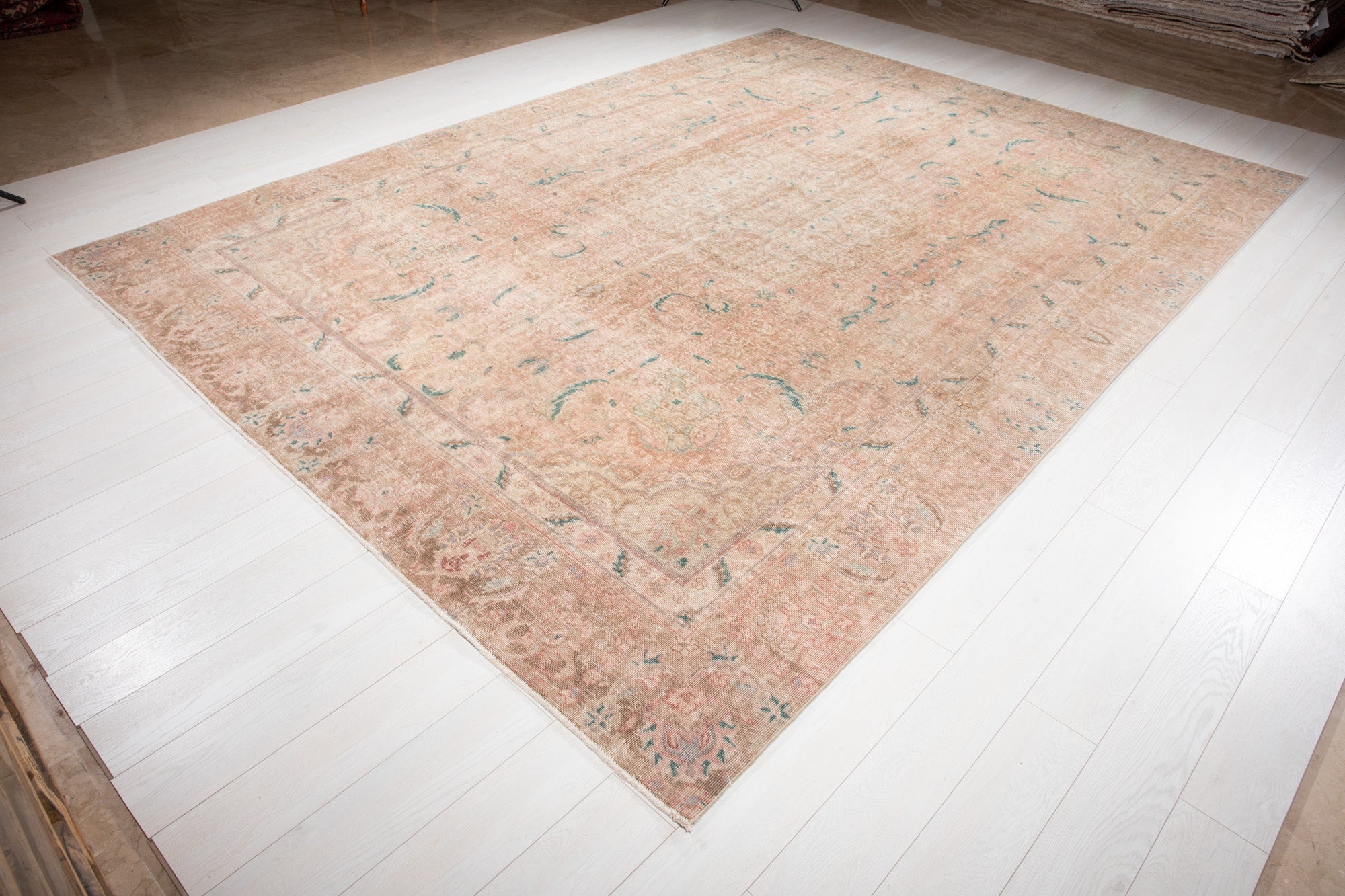 Hand-Knotted Vintage Large Wool Area Rug Faded – 12' x 8' 9" (365 x 266 cm) - Yasi & Fara