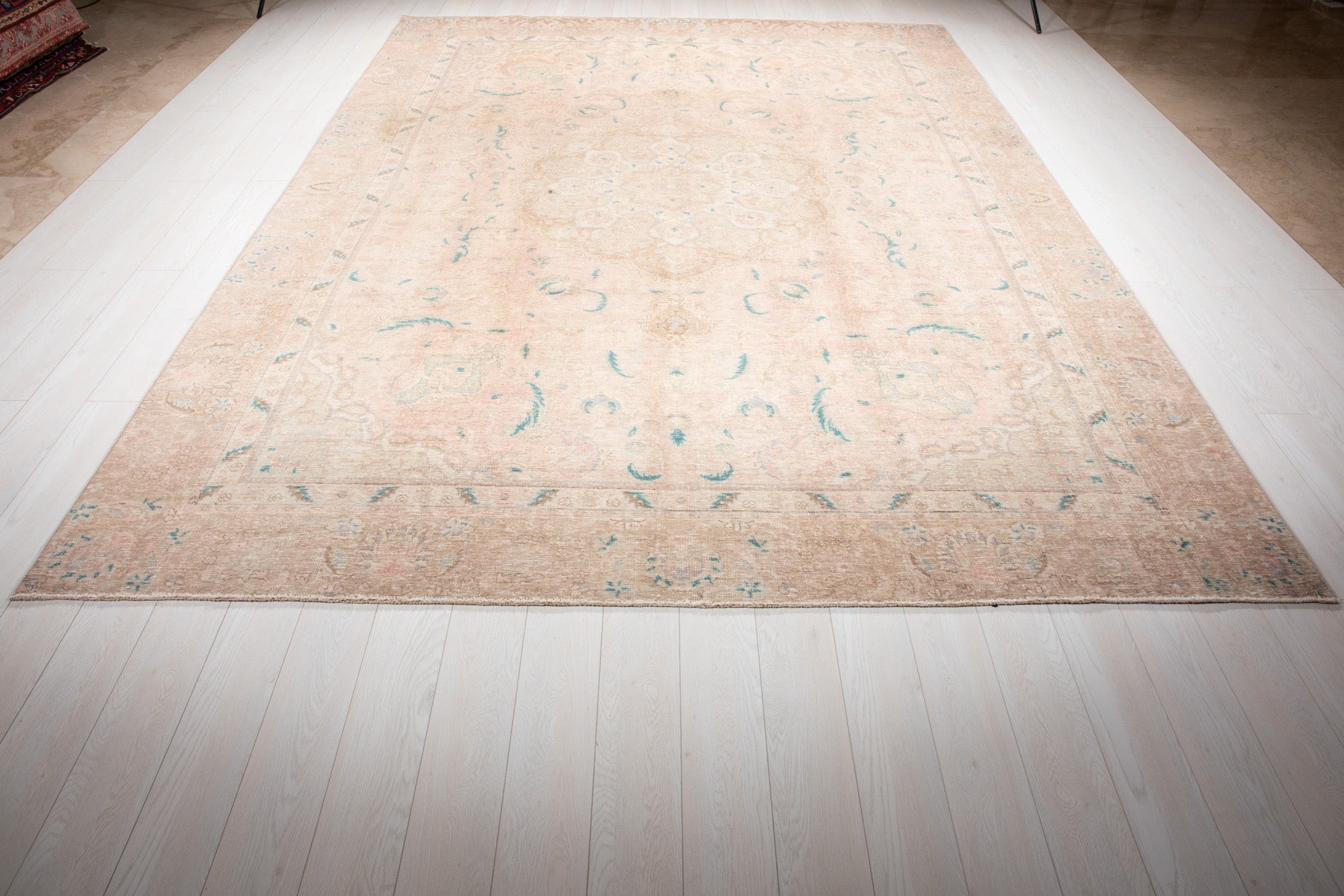 Hand-Knotted Vintage Large Wool Area Rug Faded – 12' x 8' 9" (365 x 266 cm) - Yasi & Fara