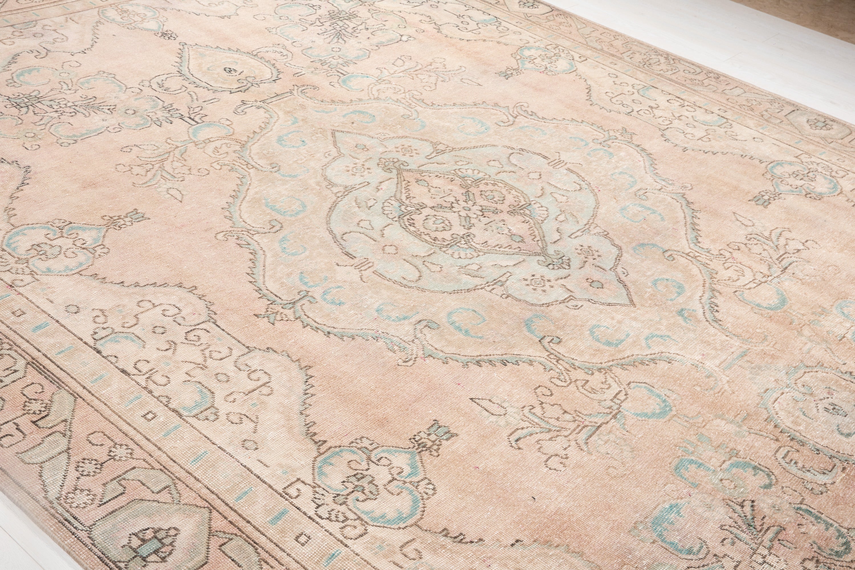 Hand-Knotted Vintage Large Wool Area Rug Faded – 12' 3" x 9' (375 x 275 cm) - Yasi & Fara