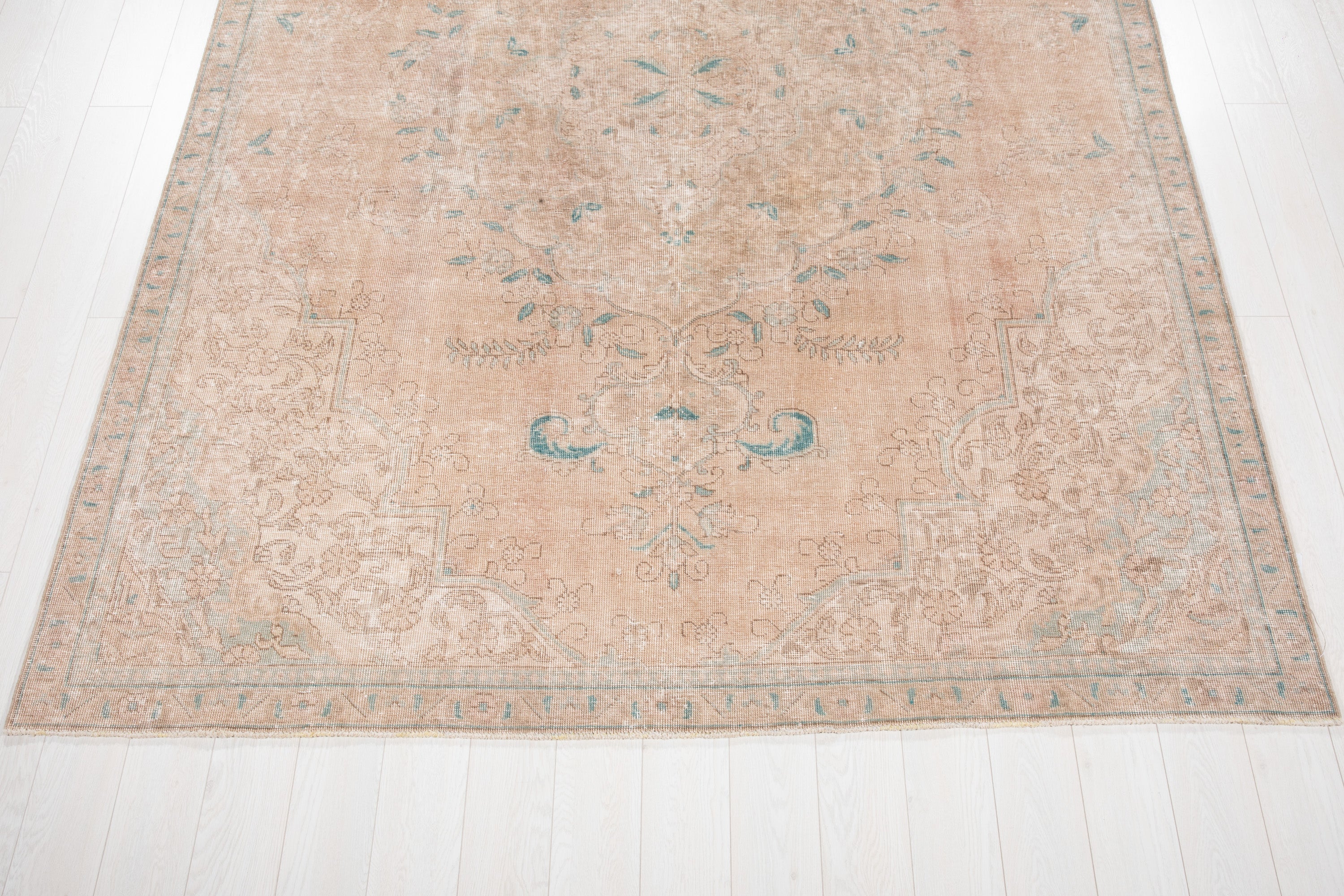 Hand-Knotted Vintage Large Wool Area Rug Faded – 10' 5" x 7' 5" (317 x 226 cm) - Yasi & Fara