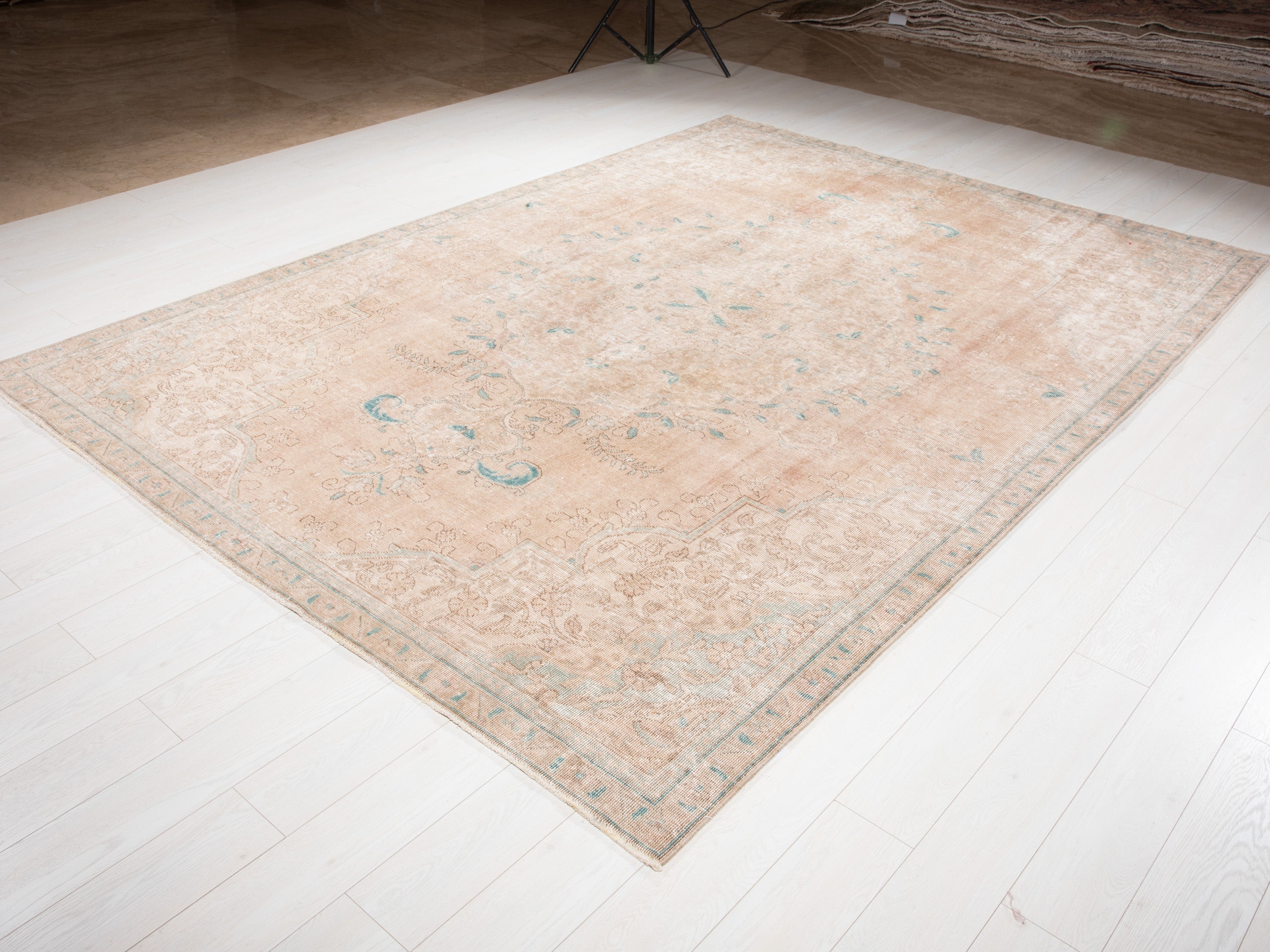 Hand-Knotted Vintage Large Wool Area Rug Faded – 10' 5" x 7' 5" (317 x 226 cm) - Yasi & Fara