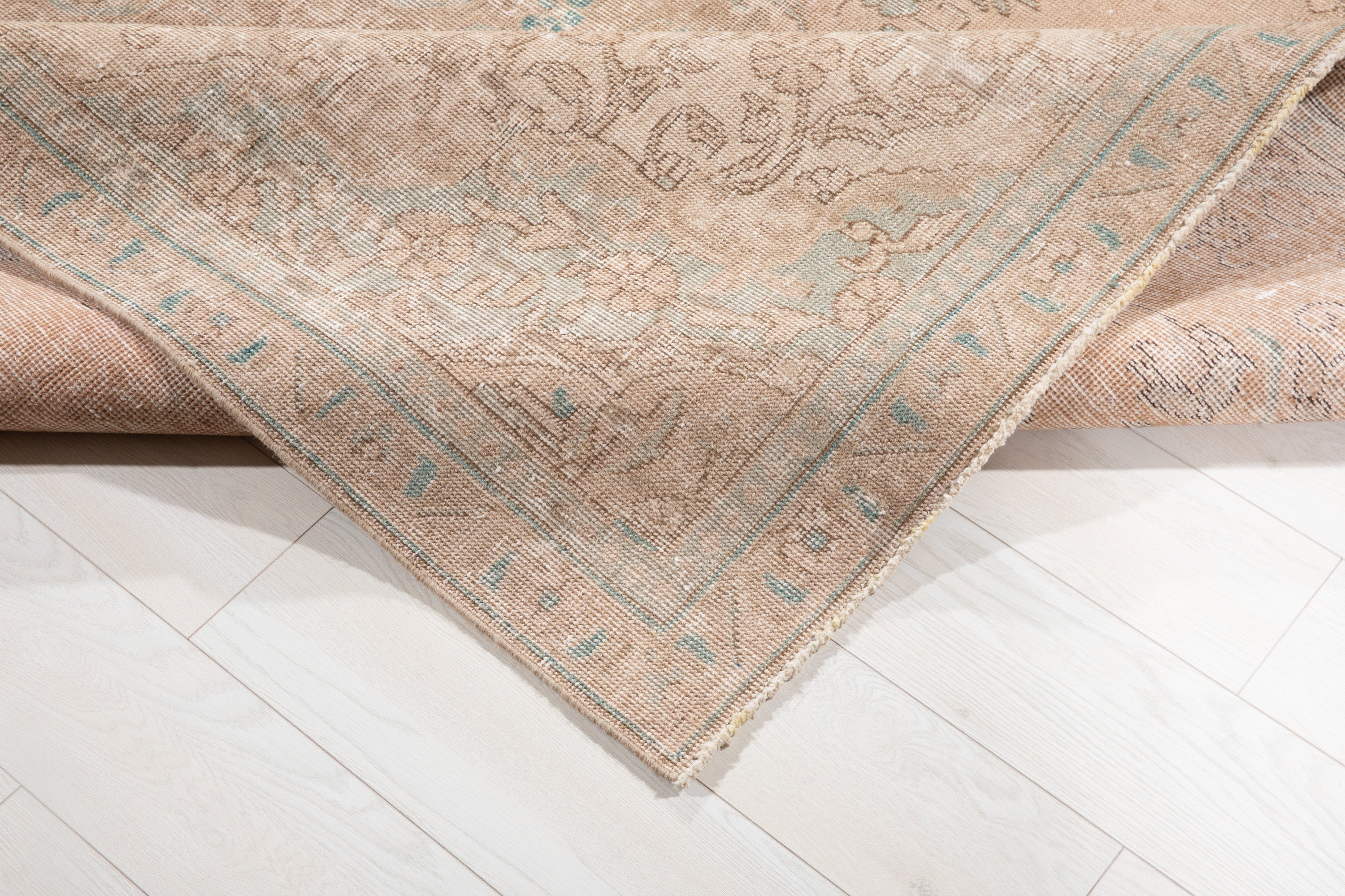 Hand-Knotted Vintage Large Wool Area Rug Faded – 10' 5" x 7' 5" (317 x 226 cm) - Yasi & Fara