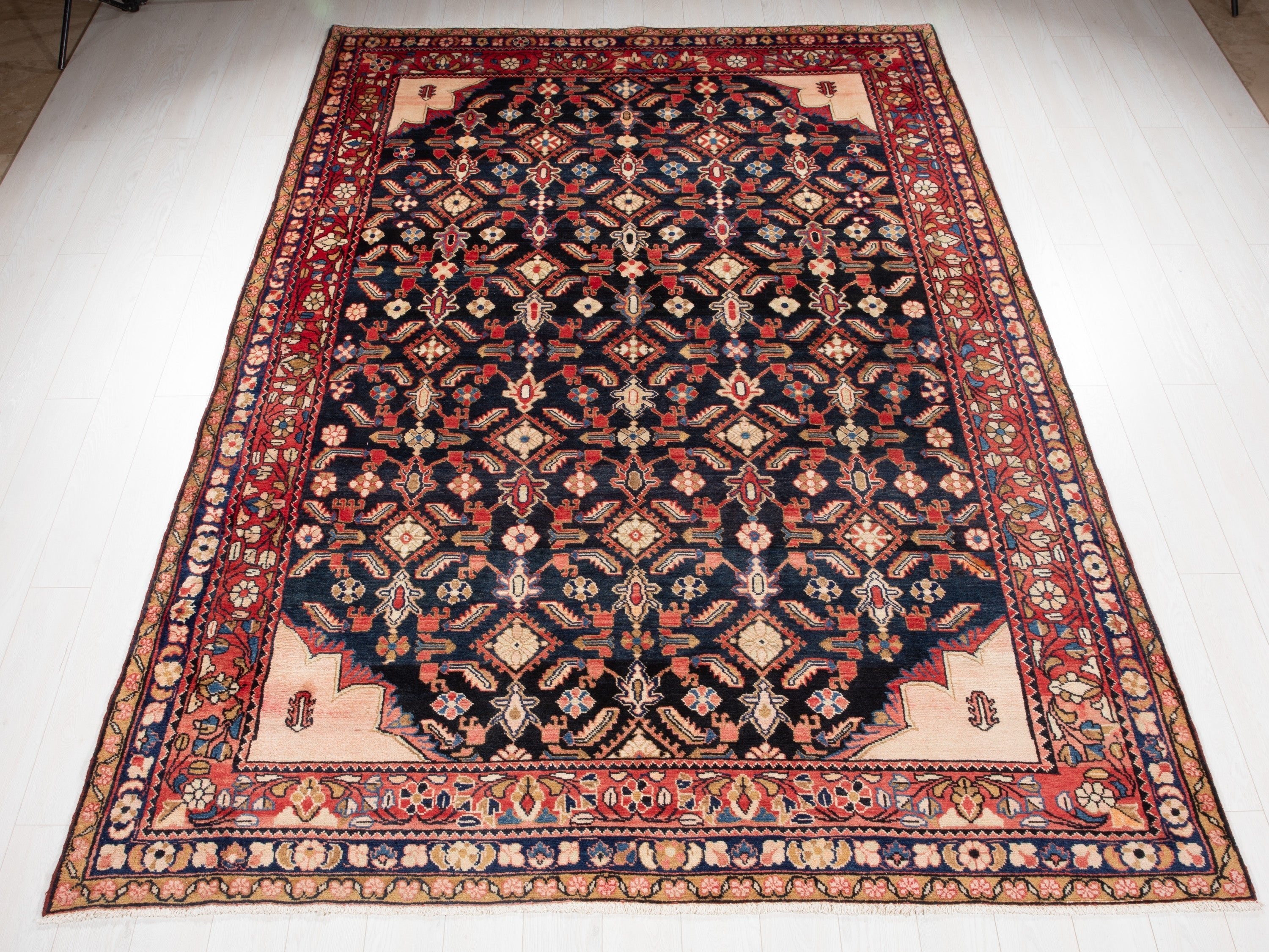 Hand-Knotted Vintage Wool Large Area Rug – 10' 8" x 7' 3" (325 x 221 cm) - Yasi & Fara