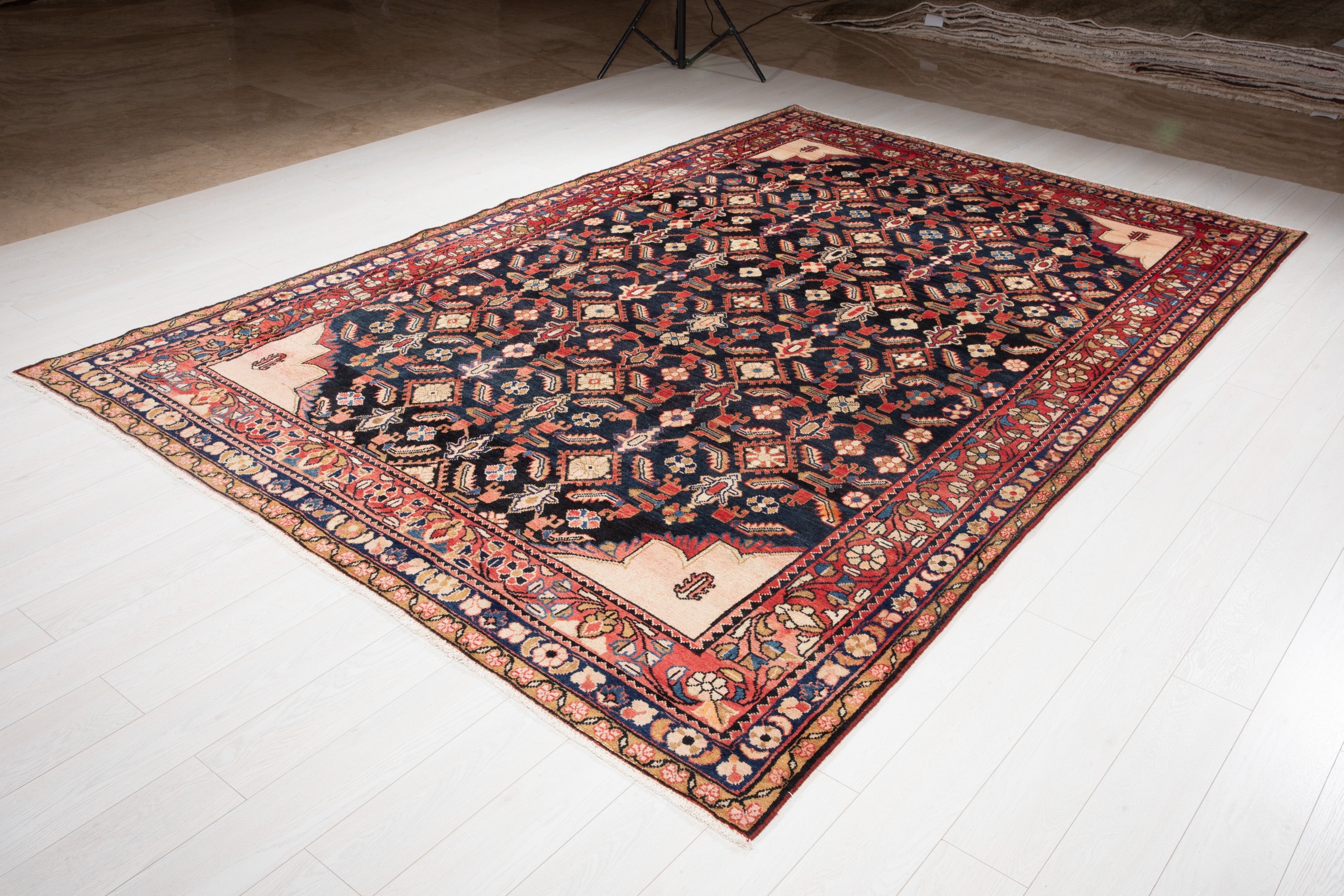 Hand-Knotted Vintage Wool Large Area Rug – 10' 8" x 7' 3" (325 x 221 cm) - Yasi & Fara