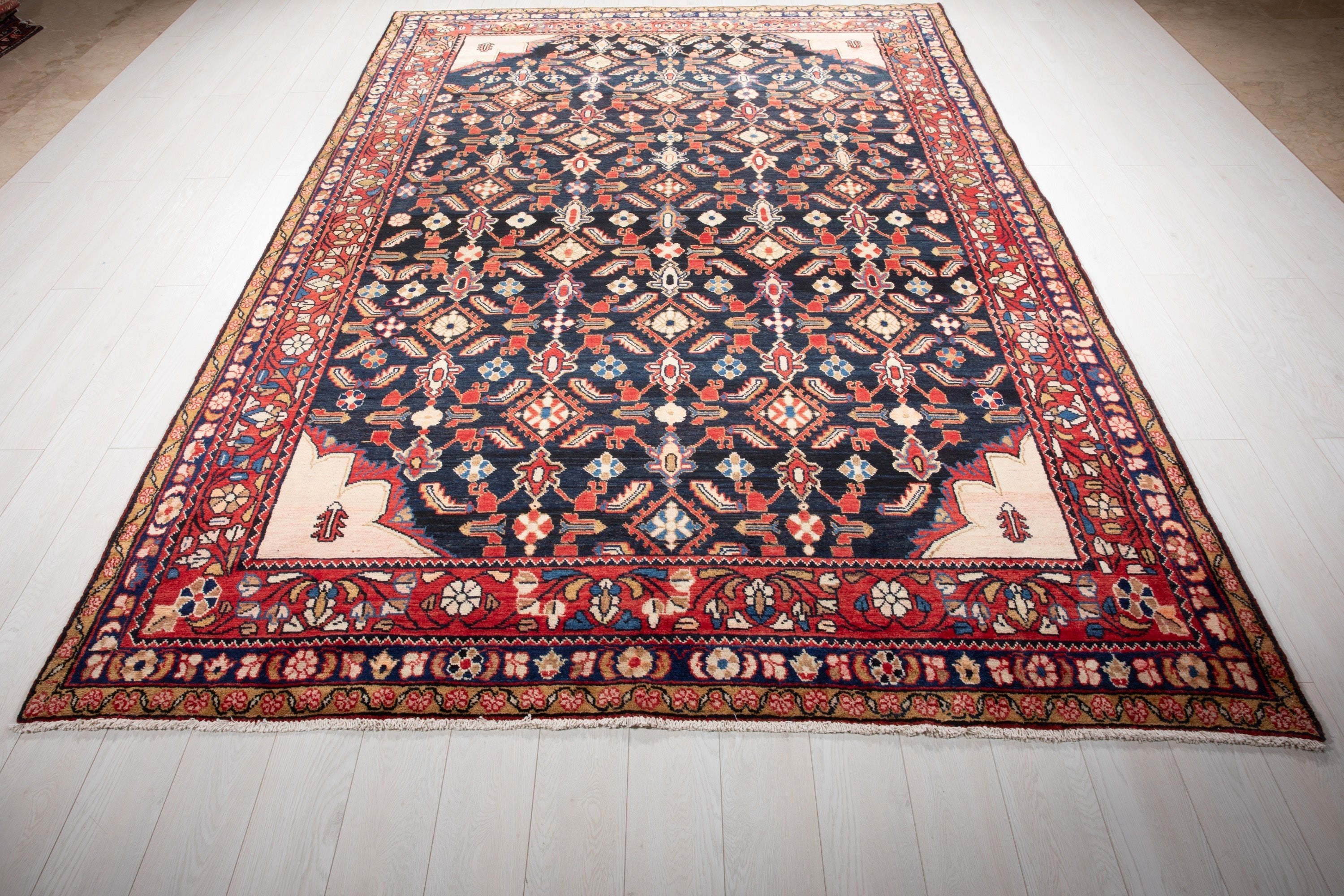 Hand-Knotted Vintage Wool Large Area Rug – 10' 8" x 7' 3" (325 x 221 cm) - Yasi & Fara