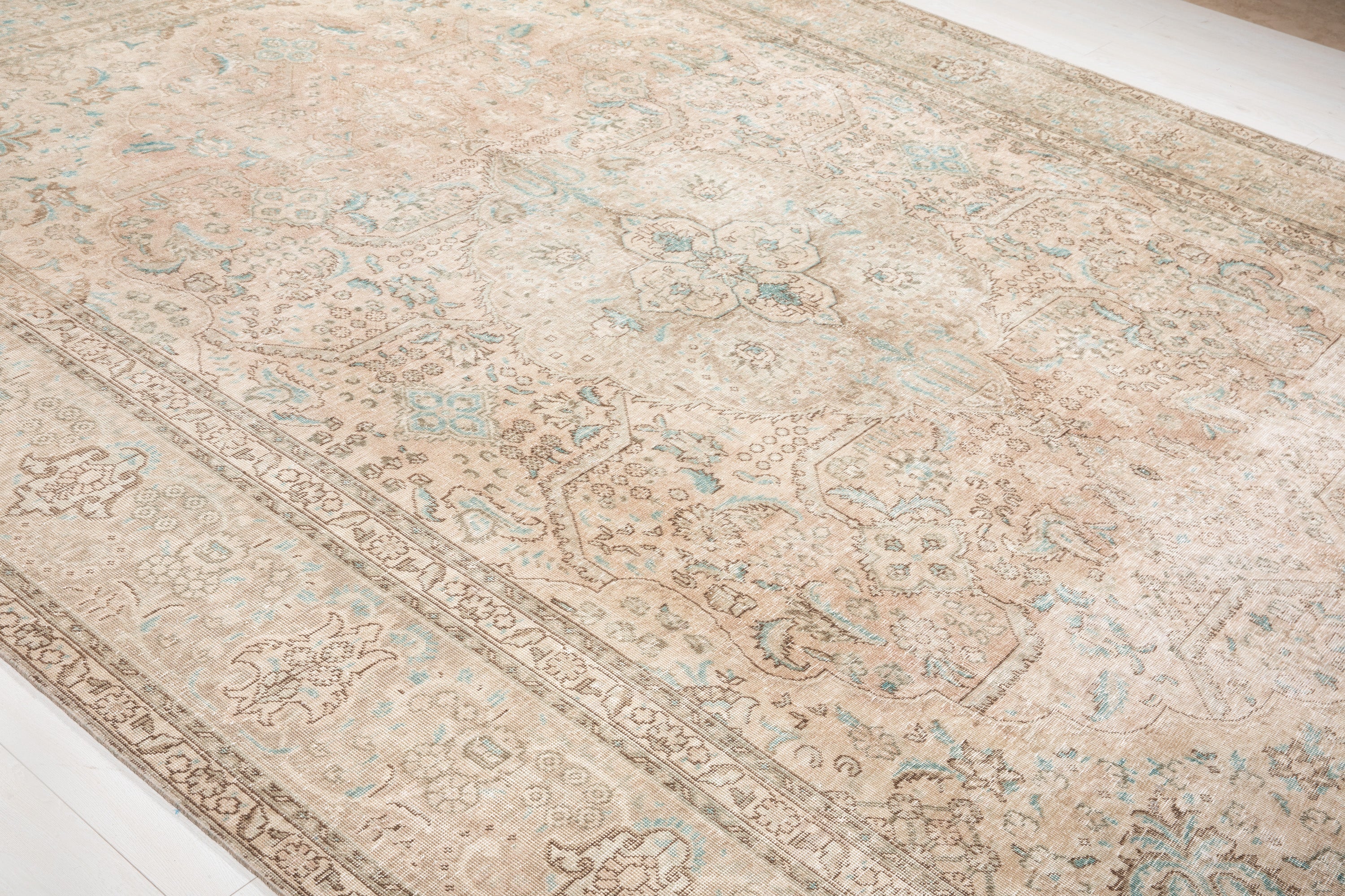 Hand-Knotted Vintage Large Wool Area Rug Faded – 12' 9" x 9' 5" (390 x 286 cm) - Yasi & Fara
