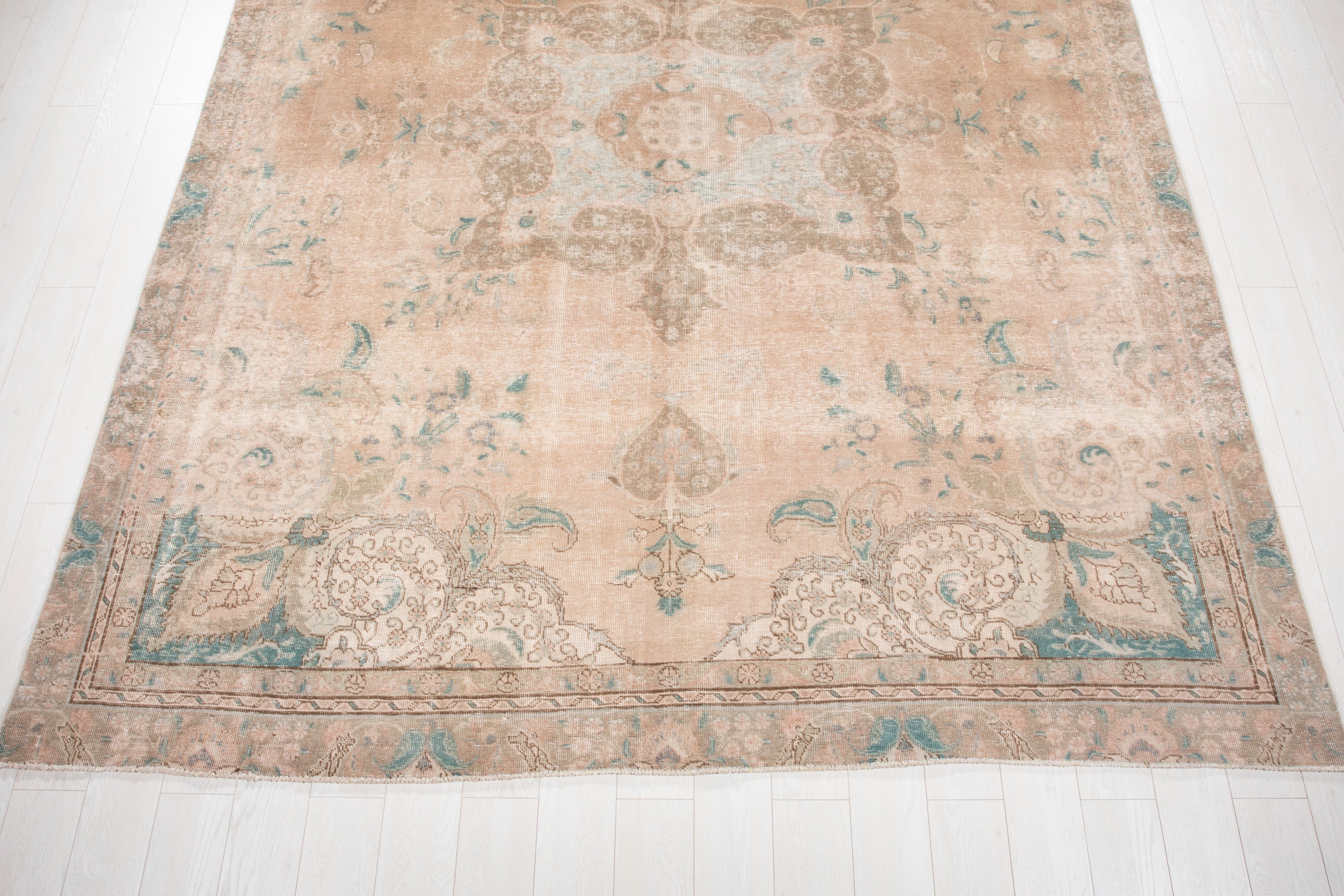 Hand-Knotted Vintage Large Wool Area Rug Faded – 11' 2" x 8' 4" (342 x 254 cm) - Yasi & Fara