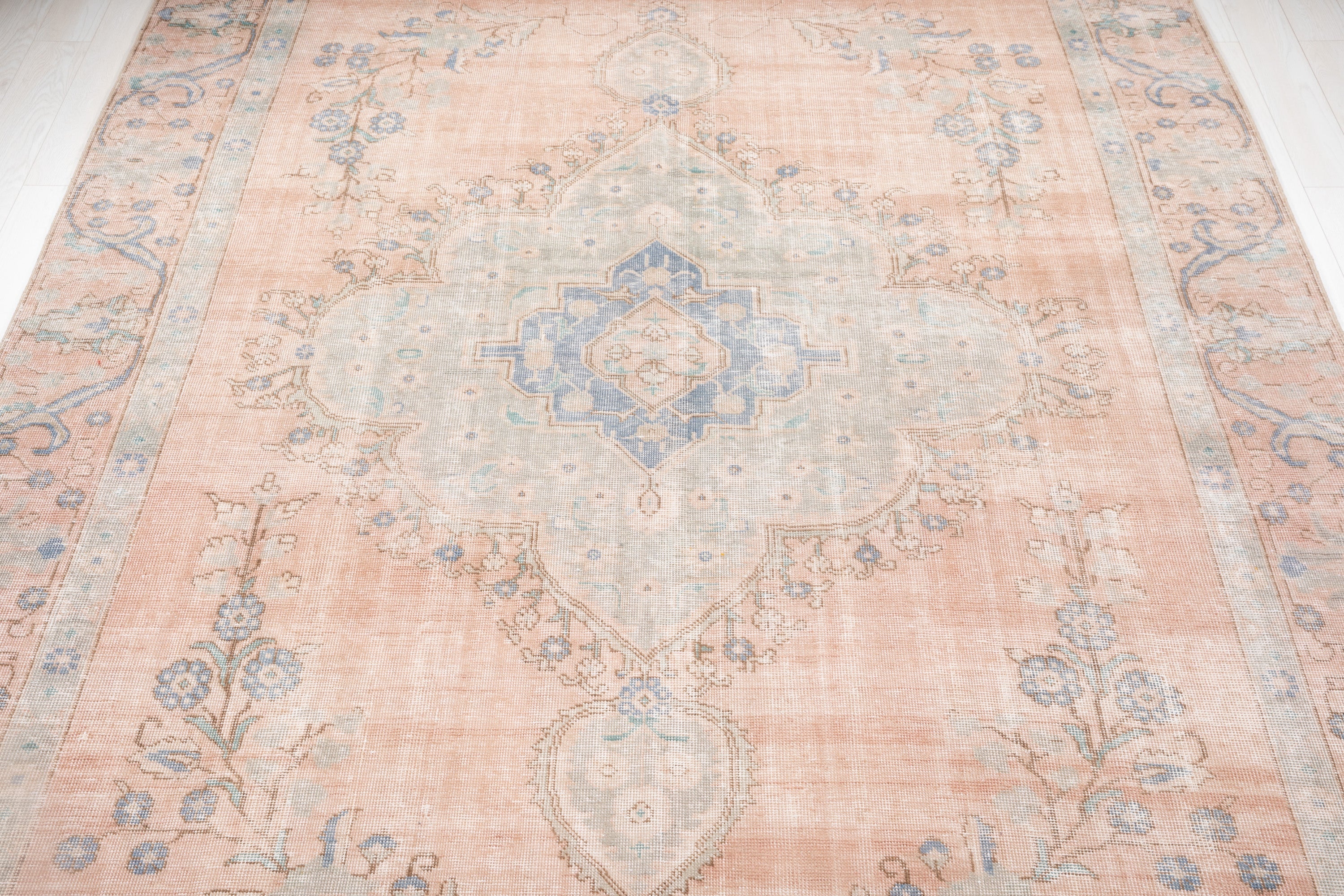 Hand-Knotted Vintage Large Wool Area Rug Faded – 12' 2" x 9' (370 x 274 cm) - Yasi & Fara