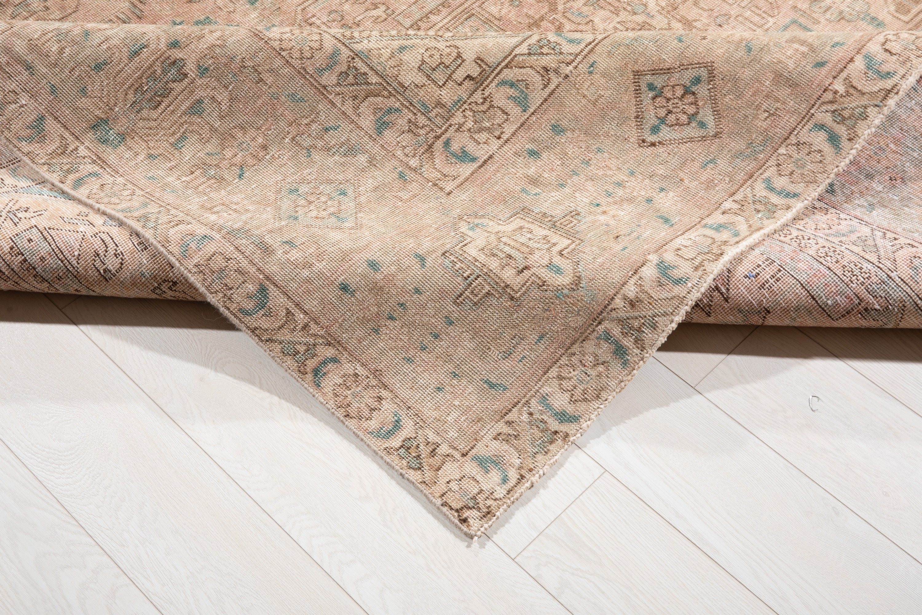 Hand-Knotted Vintage Large Wool Area Rug Faded – 12' 2" x 9' 1" (371 x 278 cm) - Yasi & Fara