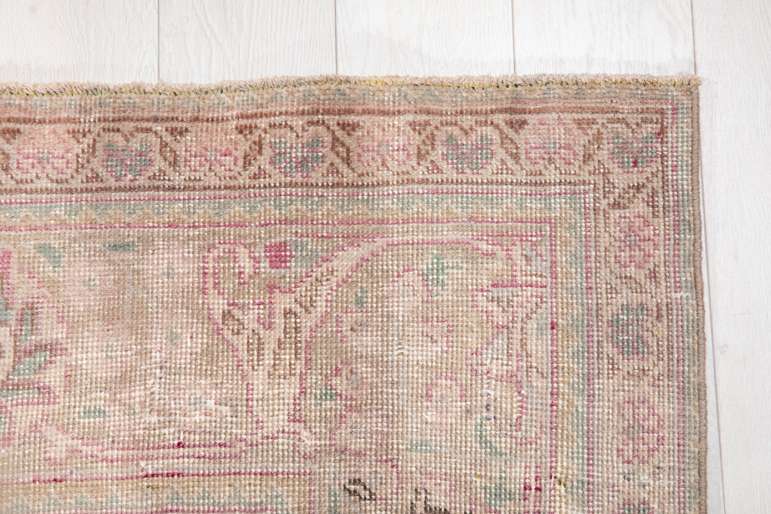 Hand-Knotted Vintage Large Wool Area Rug Faded – 12' 5" x 9' 3" (378 x 282 cm) - Yasi & Fara