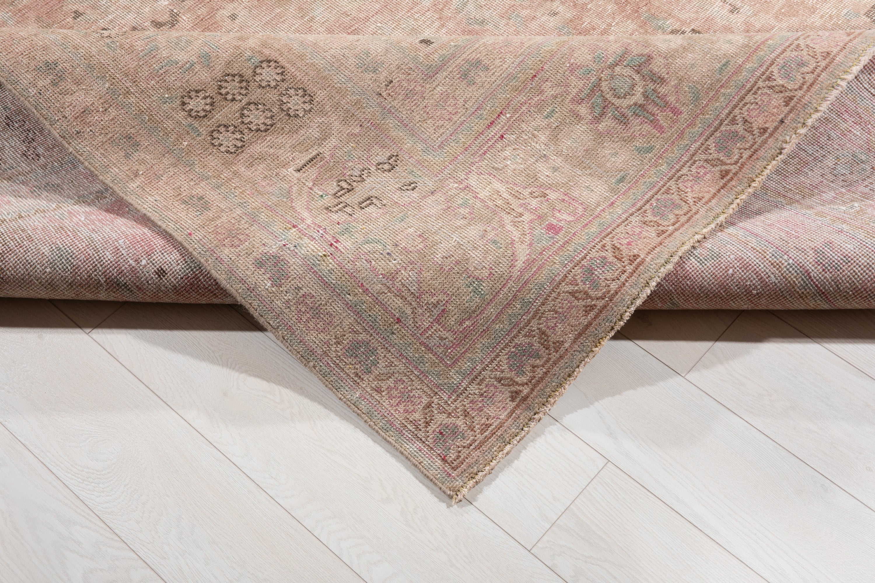 Hand-Knotted Vintage Large Wool Area Rug Faded – 12' 5" x 9' 3" (378 x 282 cm) - Yasi & Fara