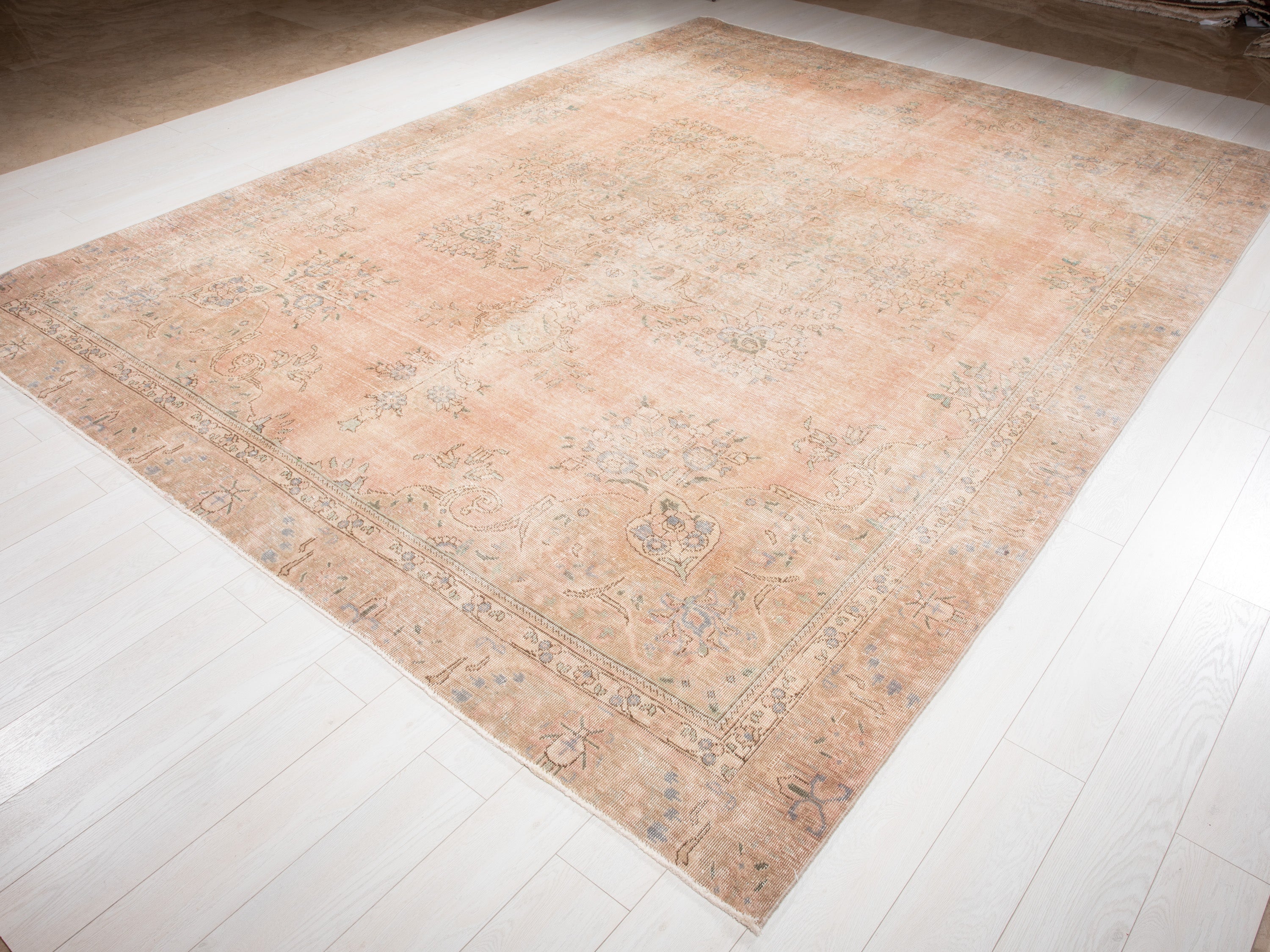 Hand-Knotted Vintage Large Wool Area Rug Faded – 11' 9" x 8' 11" (359 x 273 cm) - Yasi & Fara