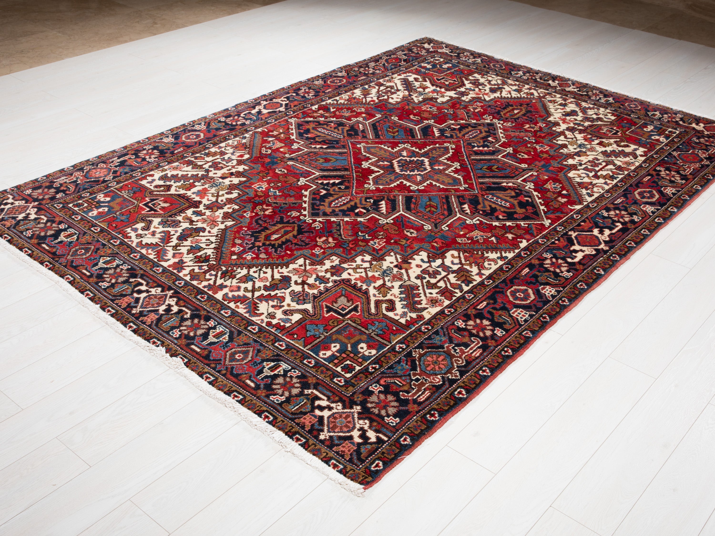 Hand-Knotted Vintage Wool Area Rug – 9' 1" x 6' 4" (278 x 193 cm) - Yasi & Fara