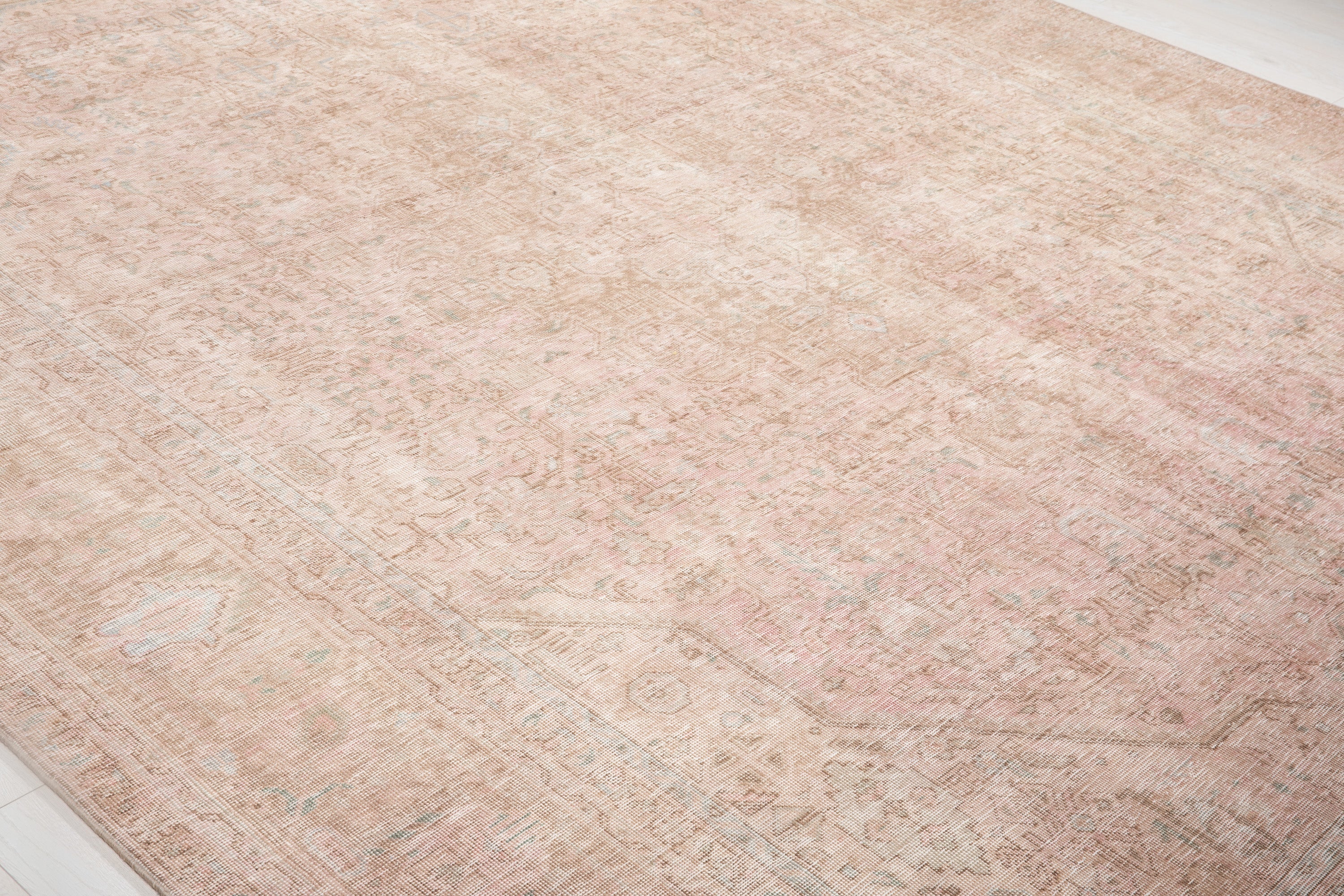 Hand-Knotted Vintage Large Wool Area Rug Faded – 12' 7" x 9' 4" (383 x 285 cm) - Yasi & Fara
