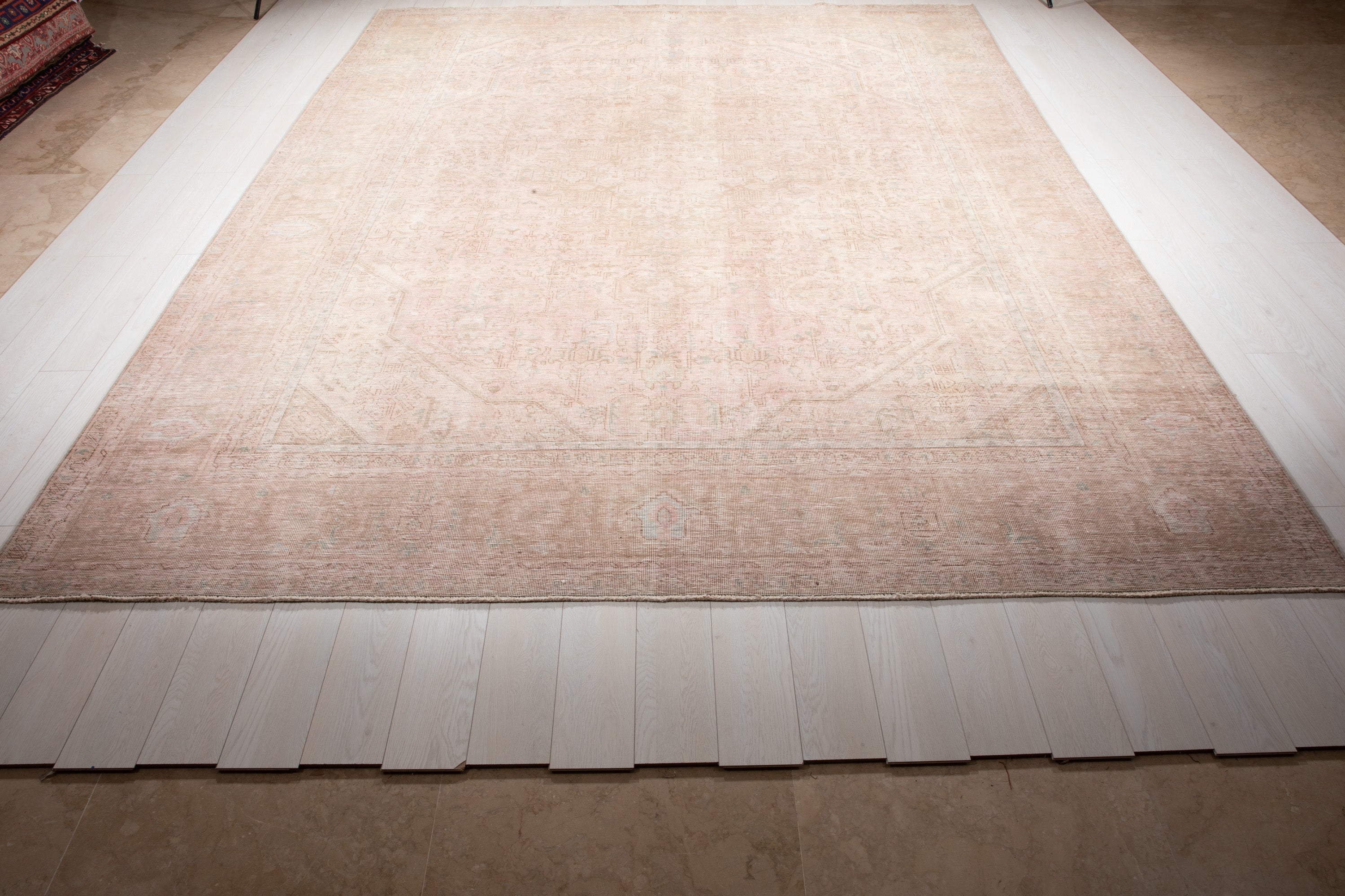Hand-Knotted Vintage Large Wool Area Rug Faded – 12' 7" x 9' 4" (383 x 285 cm) - Yasi & Fara