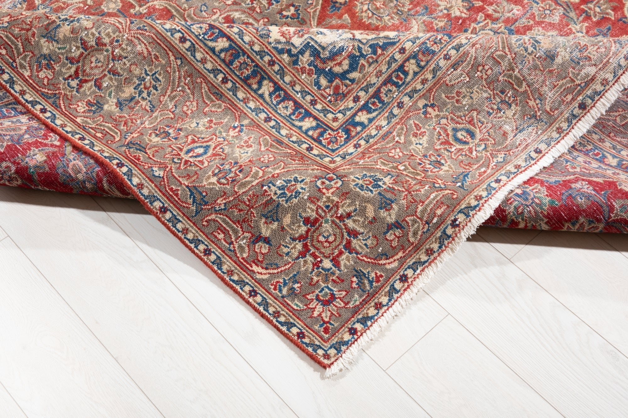 Hand-Knotted Vintage Large Wool Area Rug Faded – 10' 11" x 7' 7" (332 x 231 cm) - Yasi & Fara