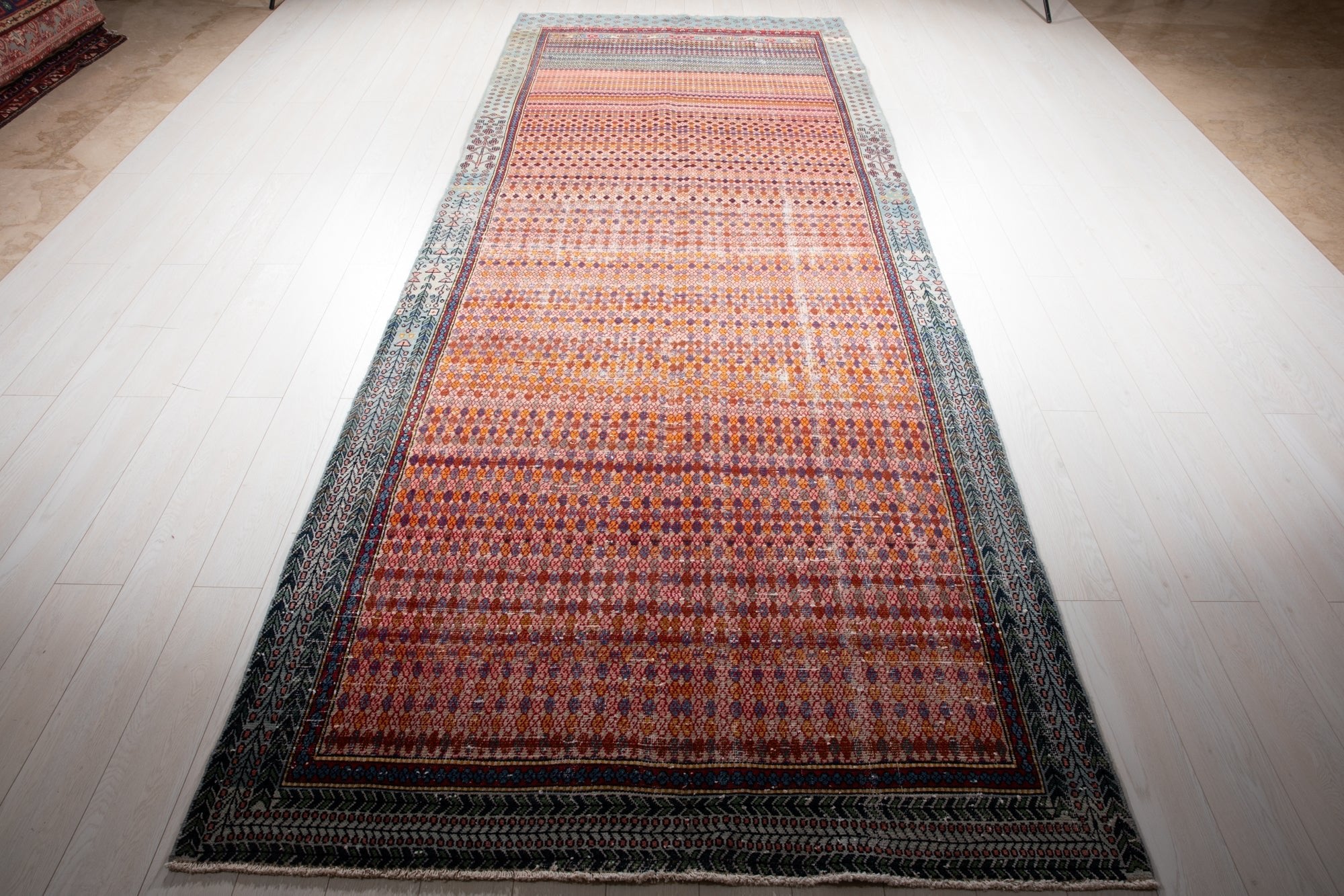 Hand-Knotted Vintage Wool Area Rug – 13' 3" x 5' 2" (404 x 159 cm) - Yasi & Fara