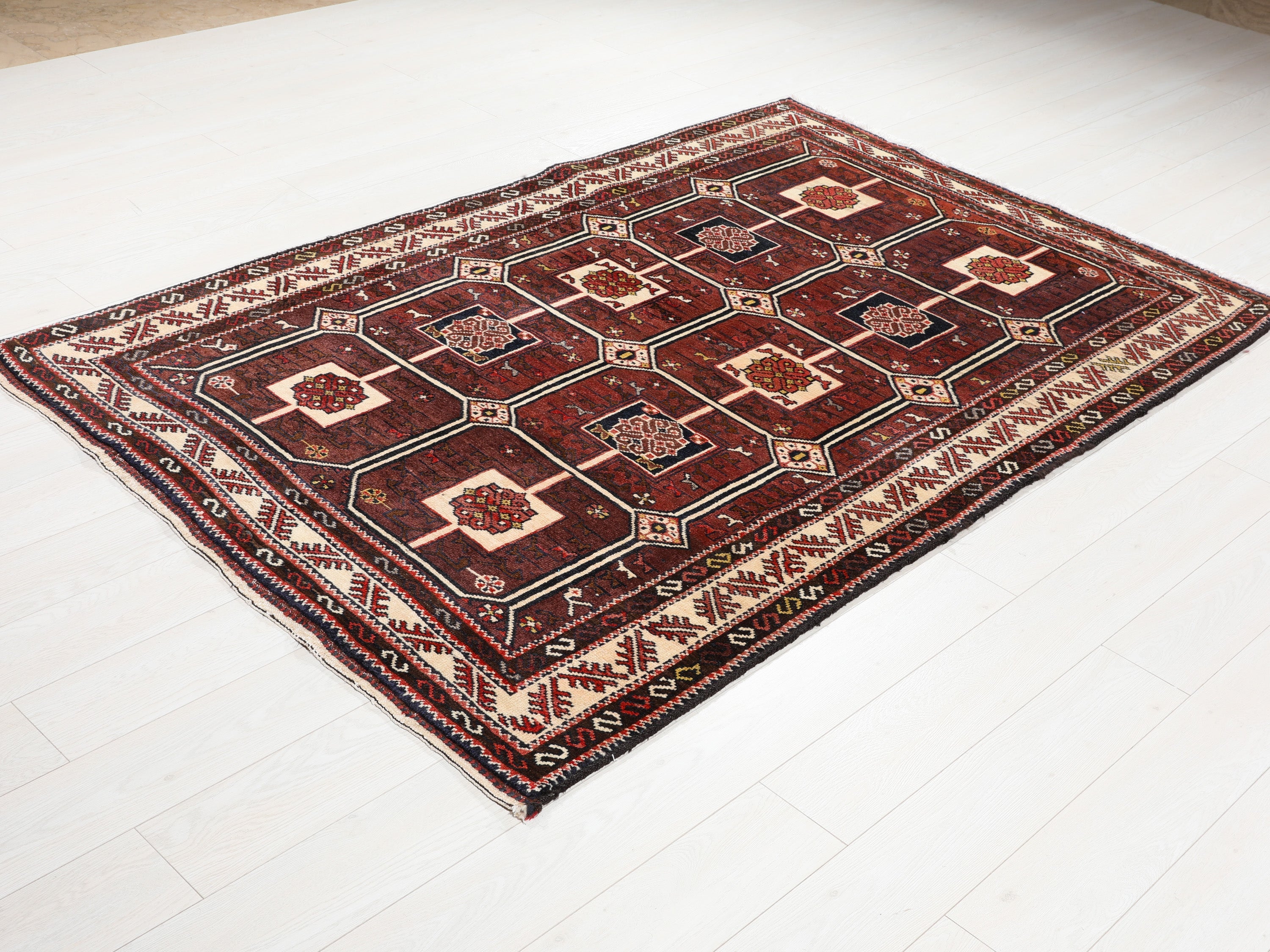 Hand-Knotted Vintage Wool Area Rug – 7' 1" x 4' 8" (215 x 142 cm) - Yasi & Fara