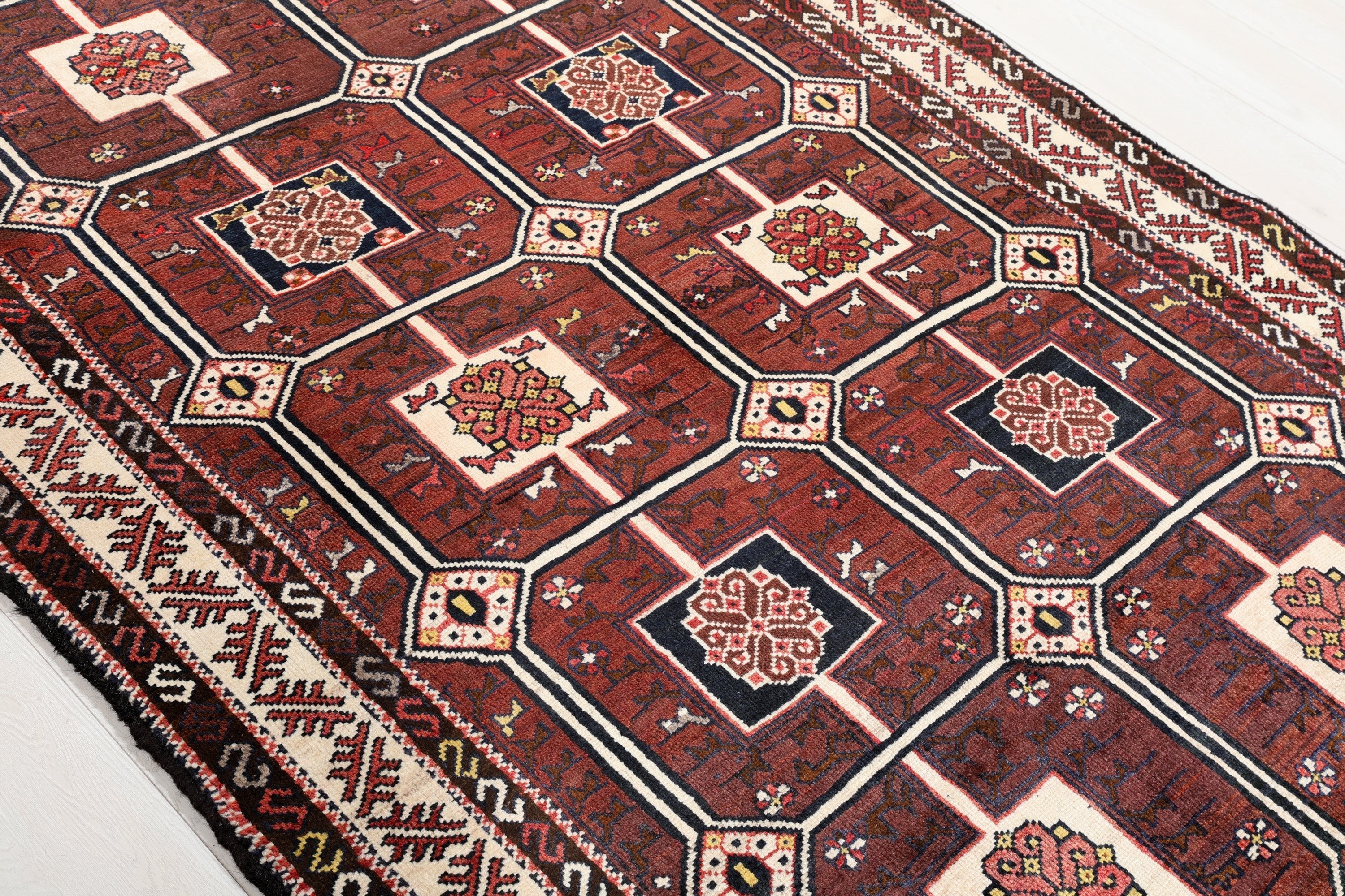 Hand-Knotted Vintage Wool Area Rug – 7' 1" x 4' 8" (215 x 142 cm) - Yasi & Fara
